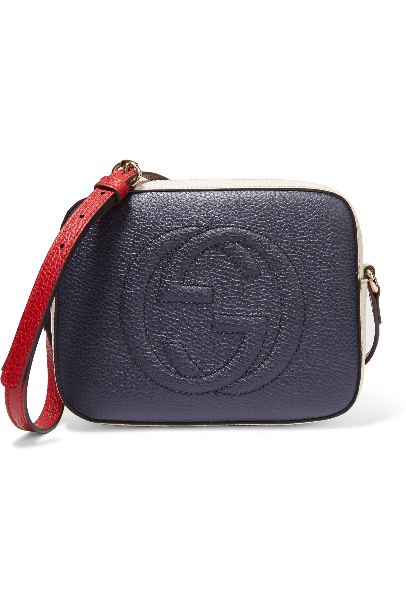 Lyst - Gucci Soho Disco Color-block Textured-leather Shoulder Bag in Blue