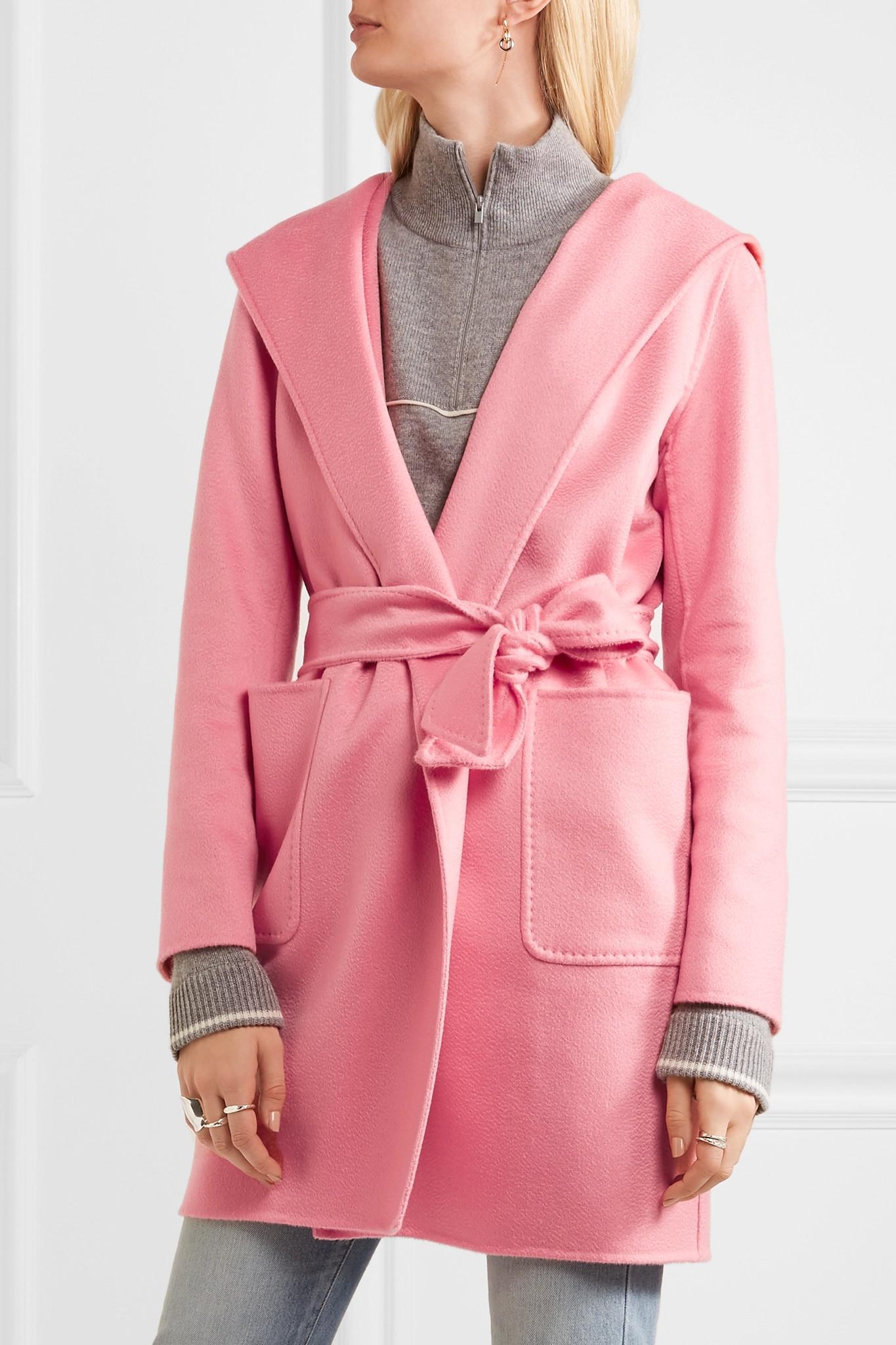 Lyst - Max Mara Hooded Cashmere Coat in Pink