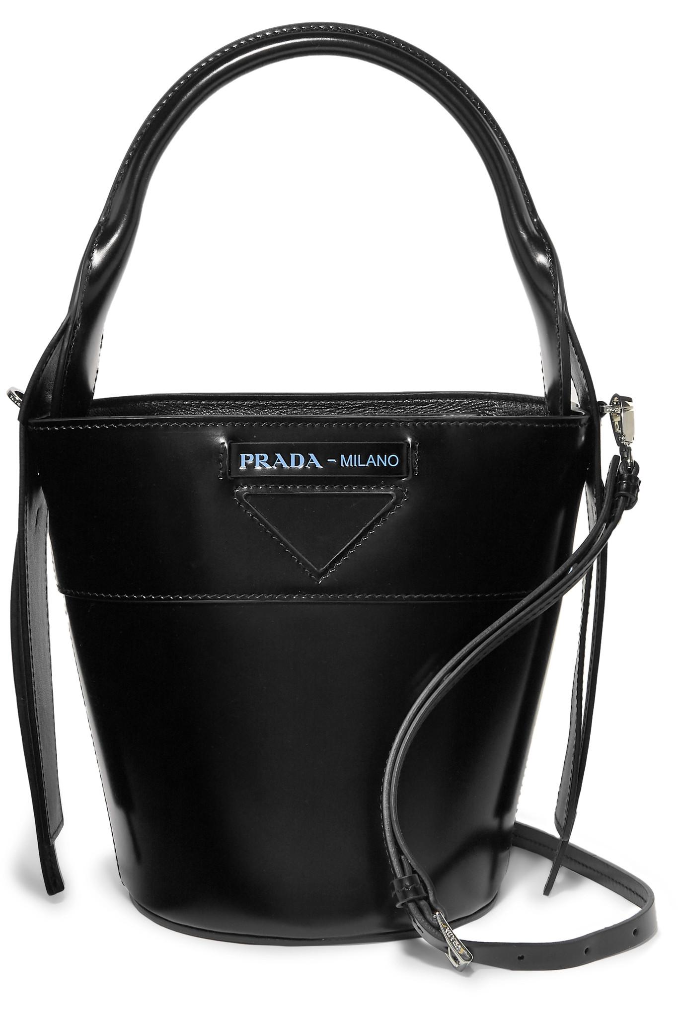 Glacé Noir Overture Estampillé Sac Lyst Seau Prada En Coloris Cuir OBw6OTIq
