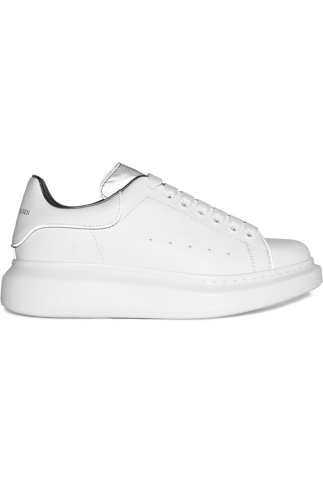 Alexander McQueen Reflective-trimmed Leather Exaggerated-sole Sneakers ...