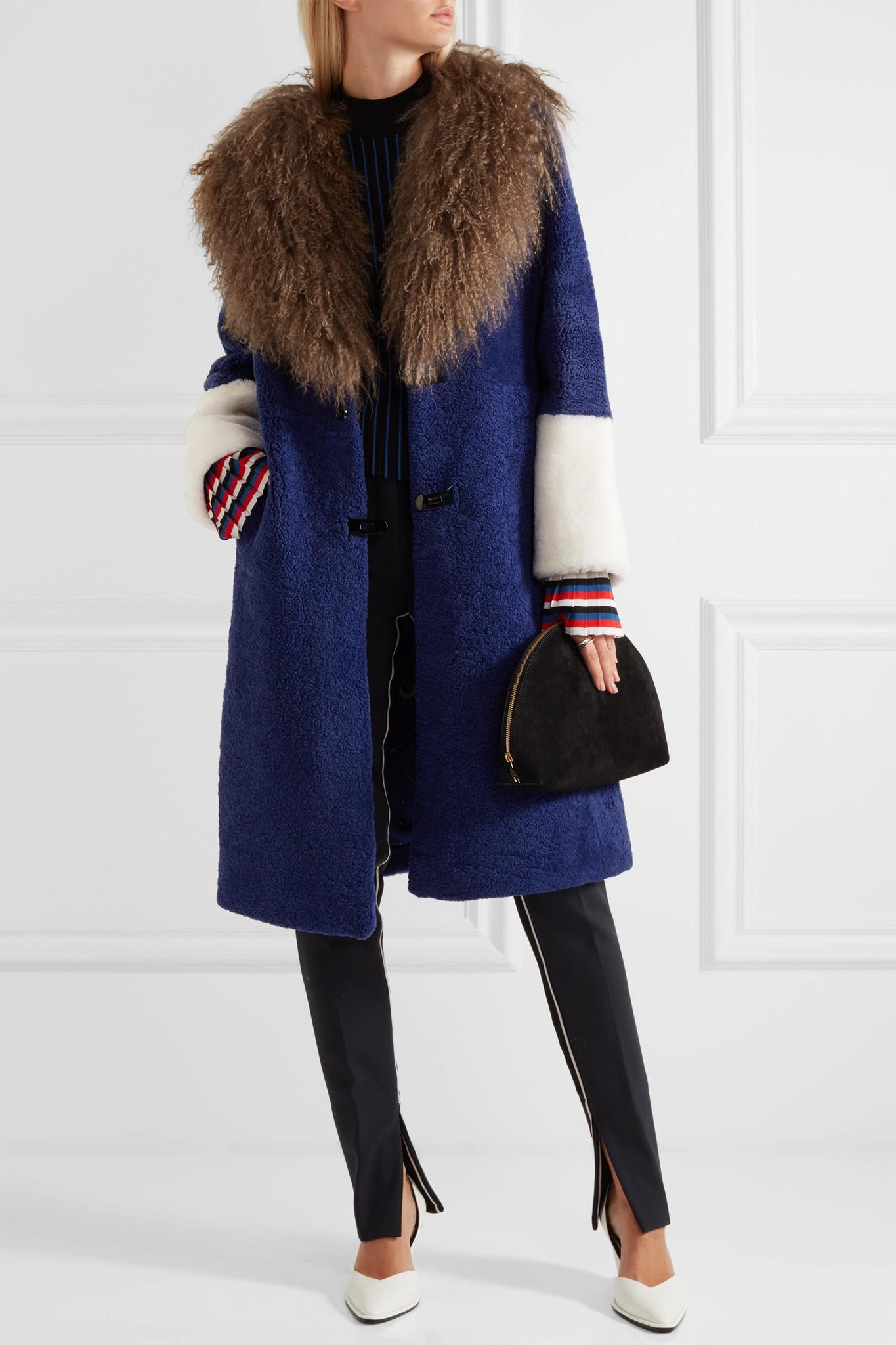 Lyst - Saks Potts Febbe Color-block Shearling Coat in Blue