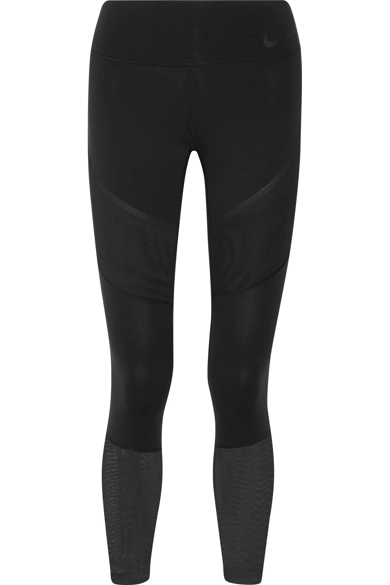 Nike Power Legendary Mesh-paneled Dri-fit Stretch Leggings in Black | Lyst