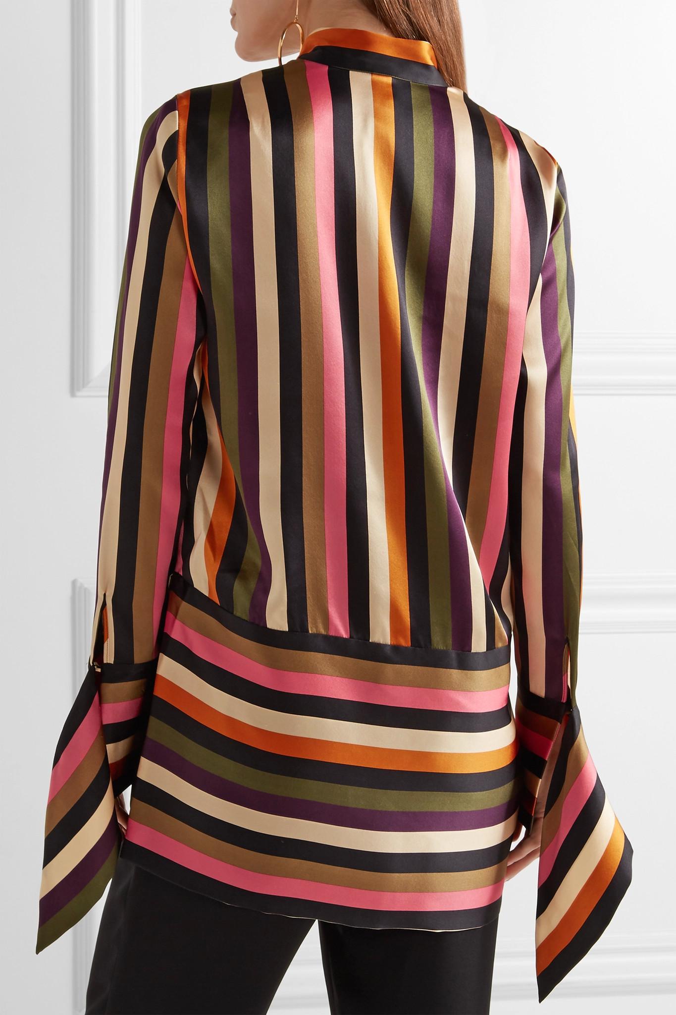 Lyst - Petar Petrov Asymmetric Striped Silk-satin Blouse in Black