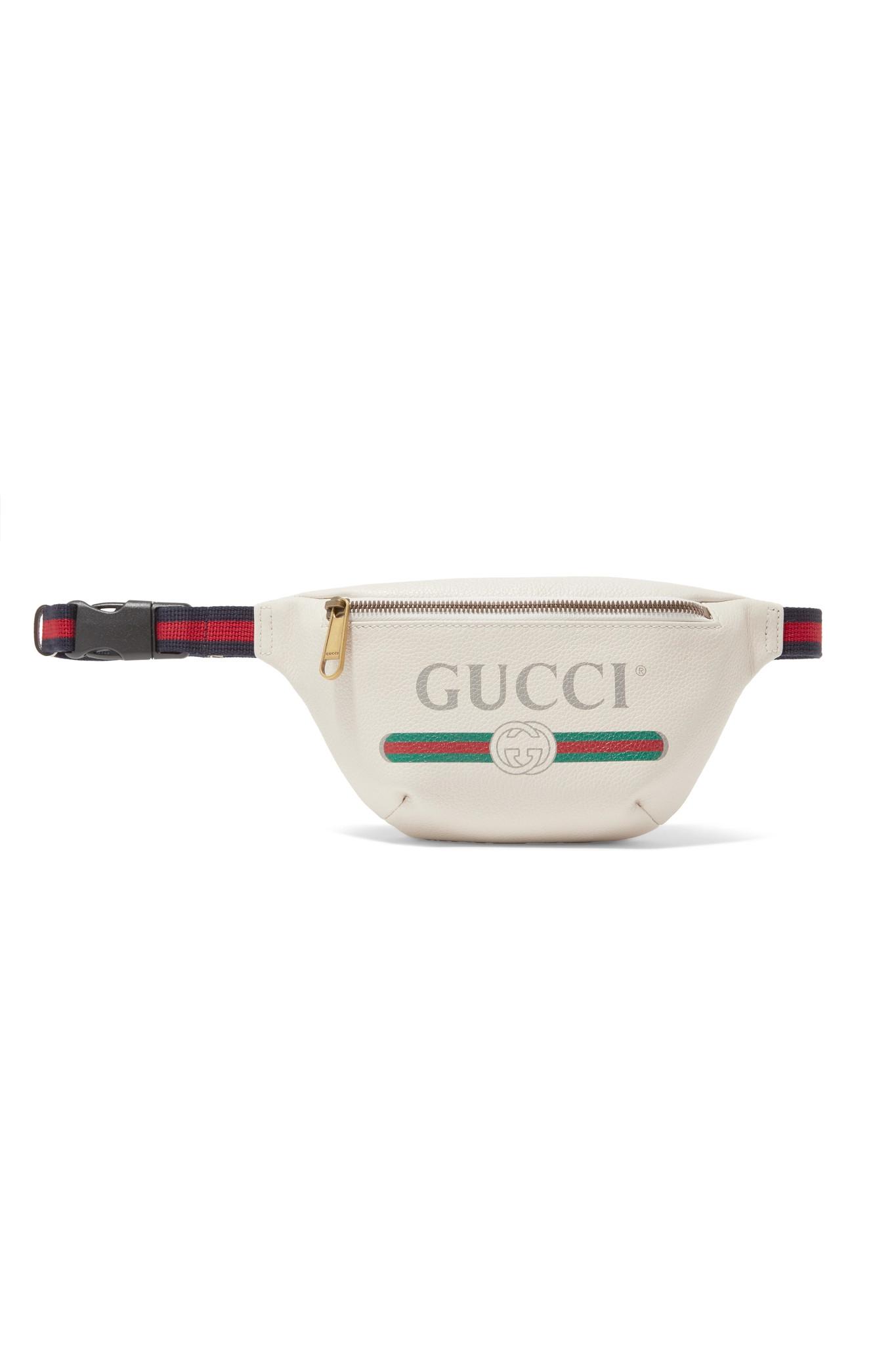 Lyst - Gucci Printed Textured-leather Belt Bag in White
