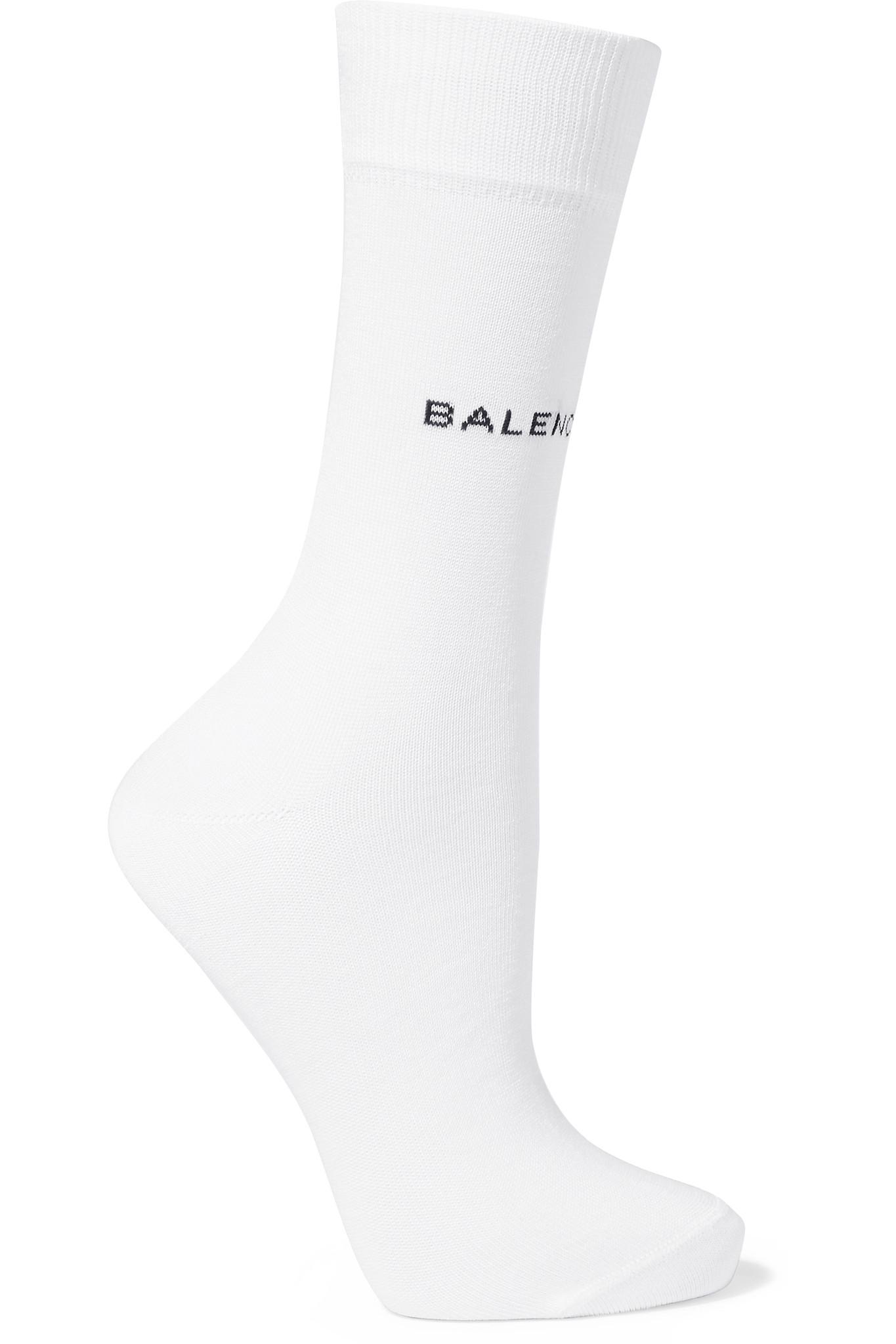 Balenciaga Intarsia Cotton-blend Socks in White - Save 32% | Lyst
