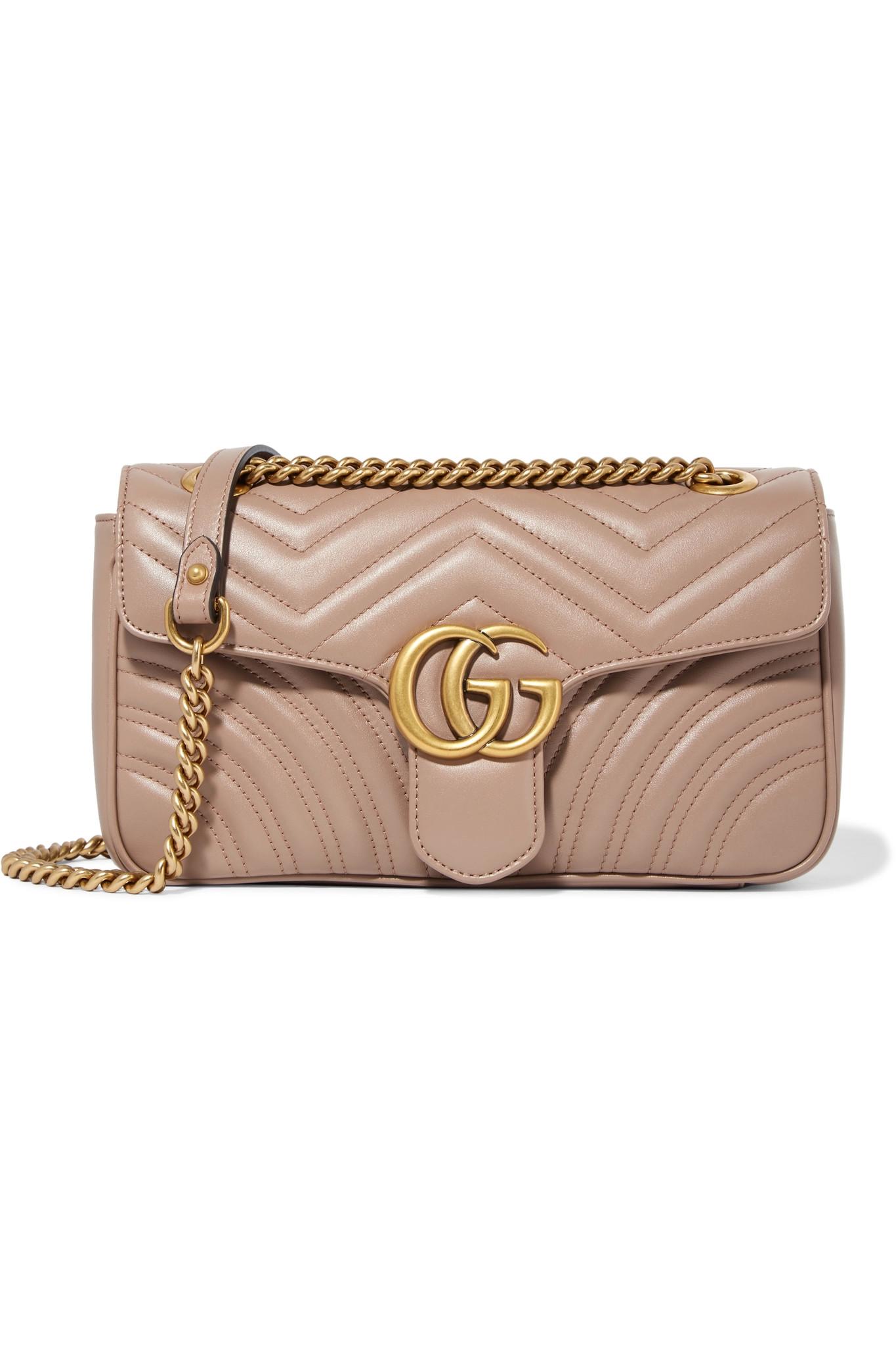 Gucci Gg Marmont Small Quilted Leather Shoulder Bag in Natural - Lyst