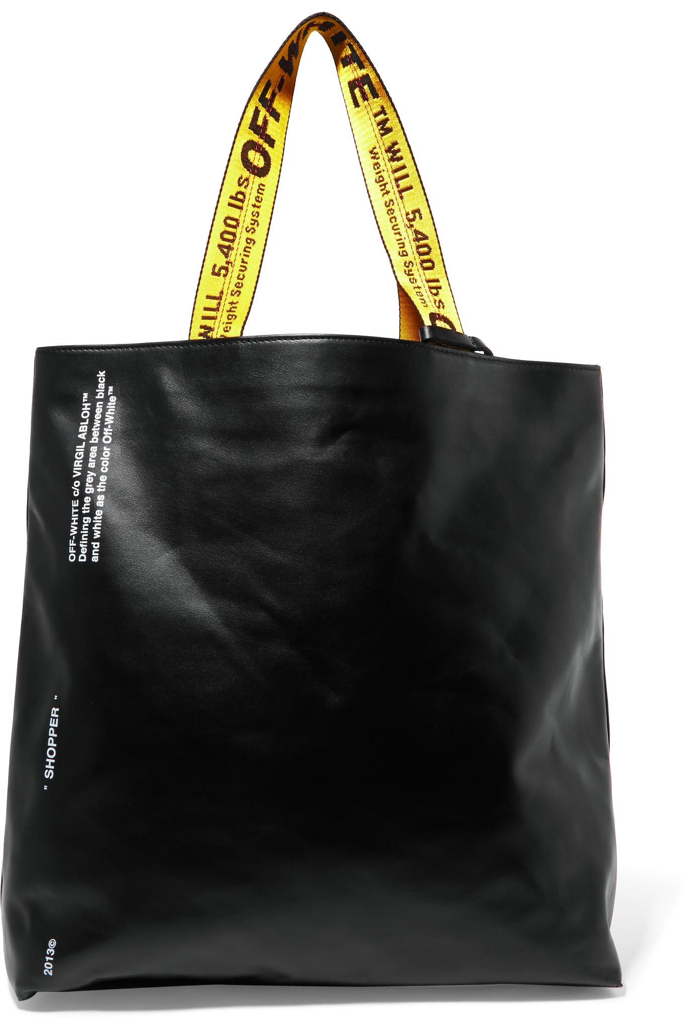 Lyst - Off-white c/o virgil abloh Printed Leather Tote in Black