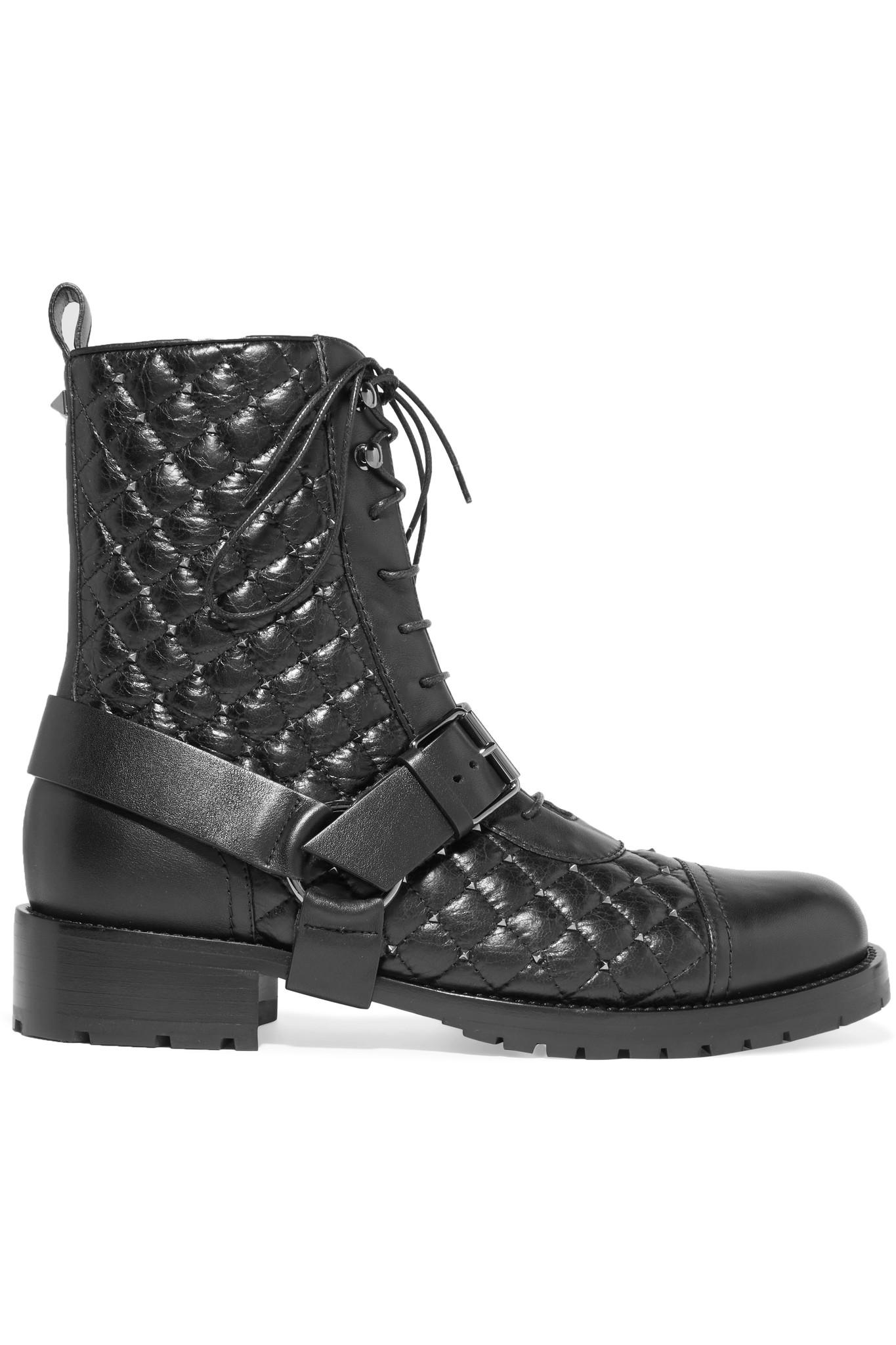 valentino black rockstud ankle boots