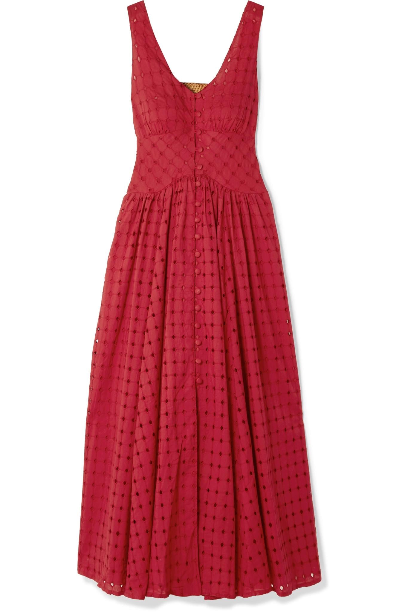 Lyst - Cult Gaia Angela Buckled Broderie Anglaise Cotton Dress in Red - Save 1%