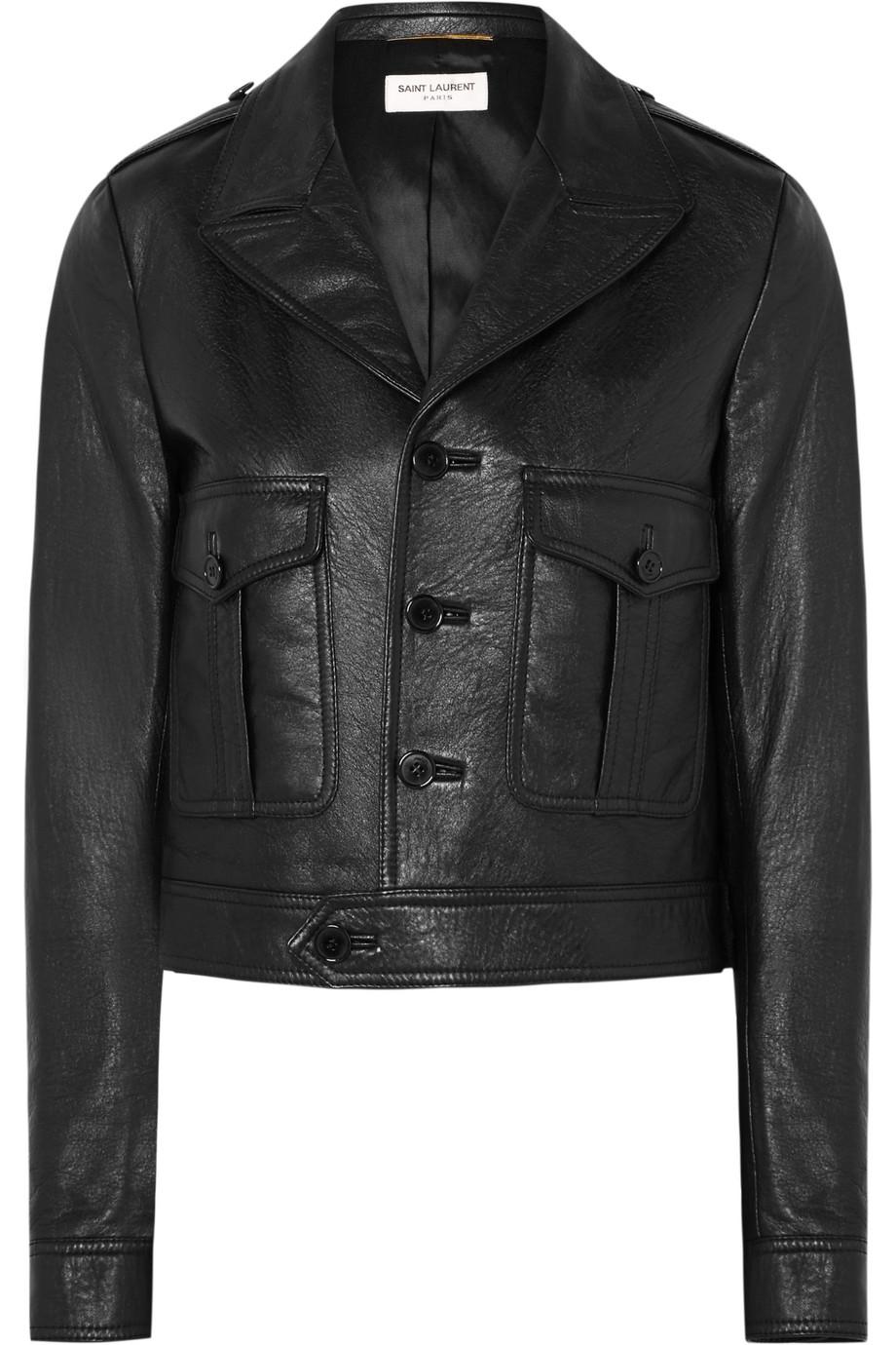 Lyst Saint Lau Cropped Leather Jacket In Black Black Cropped Leather Jacket Lyst View Fullscreen