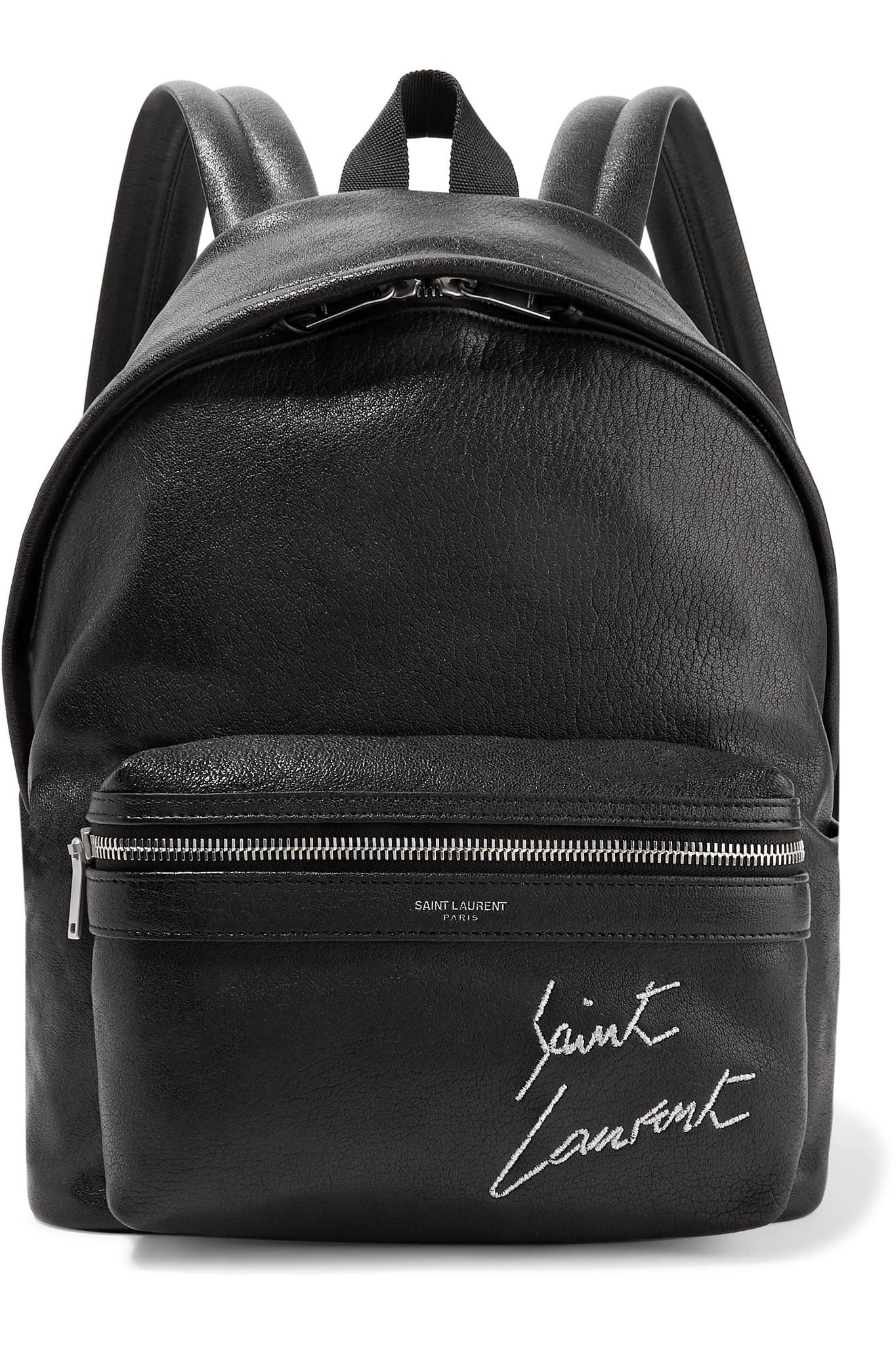 Lyst - Saint laurent Mini Toy City Embroidered Textured-leather ...