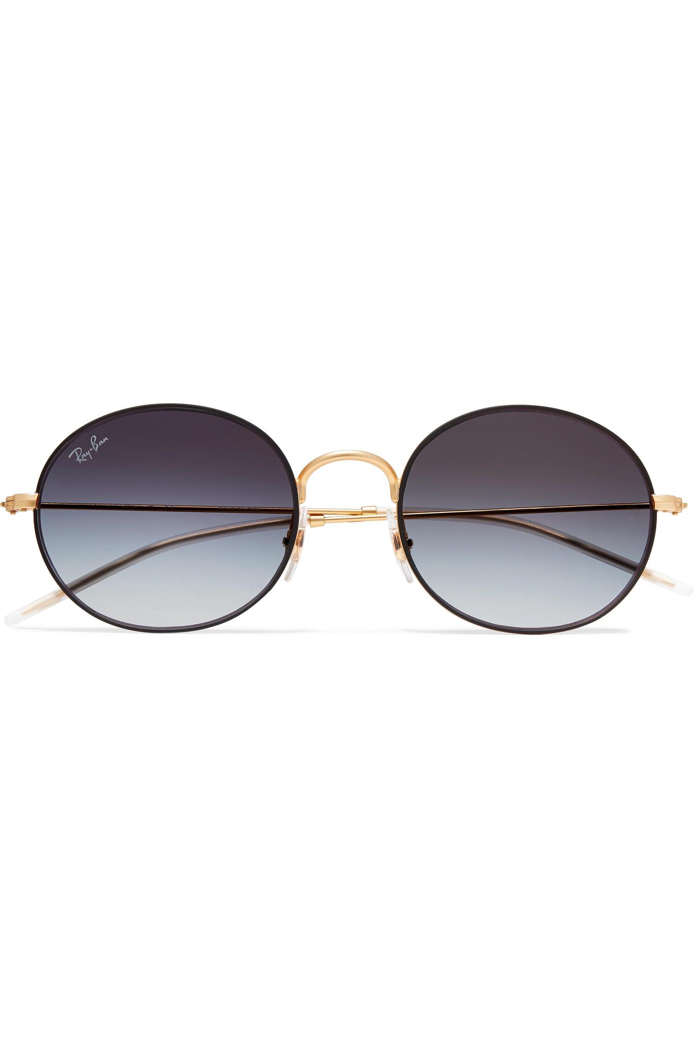 Lyst Ray Ban Aviator Gold Tone Sunglasses In Metallic