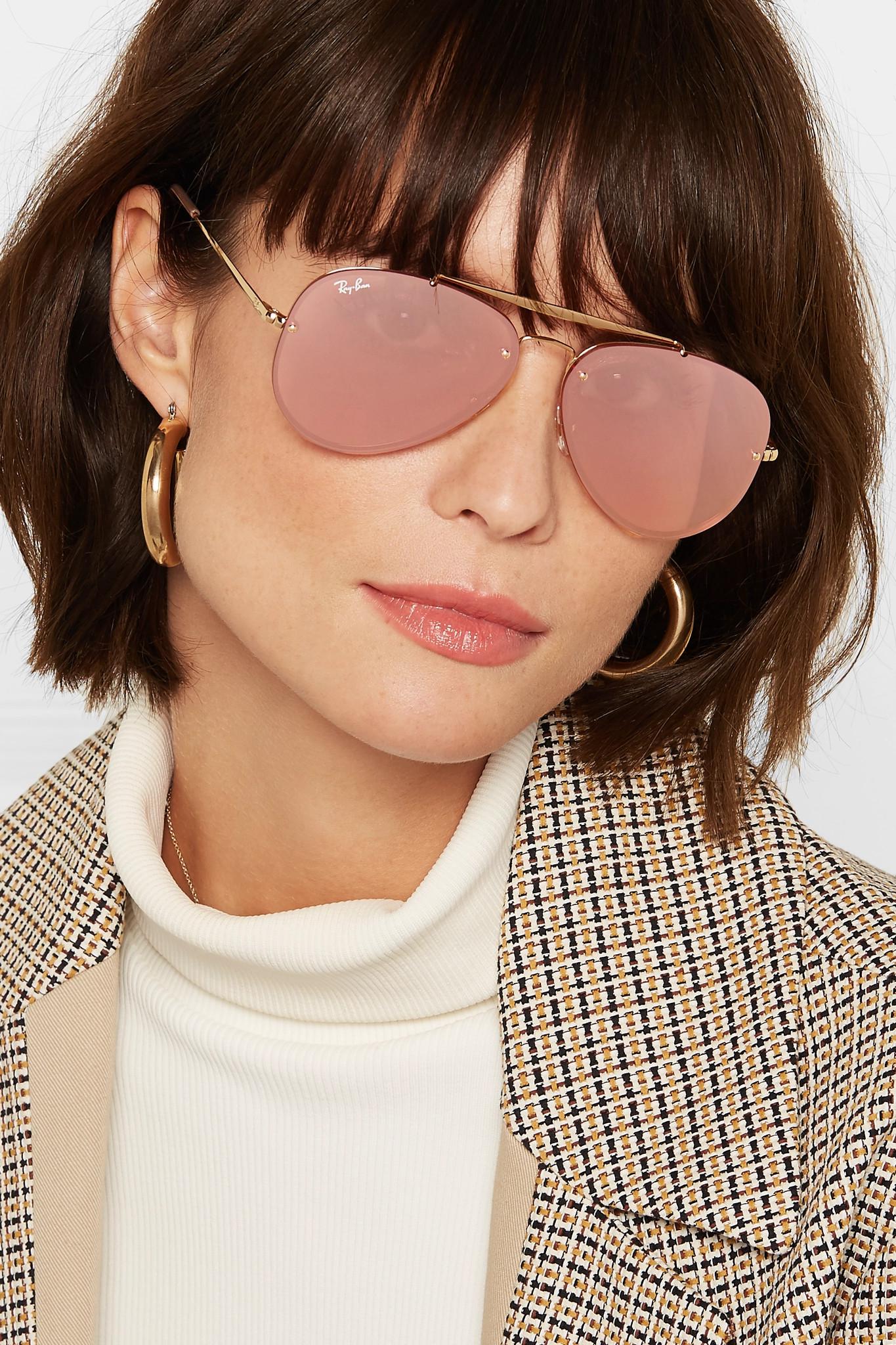 ray ban aviator rose gold mirror