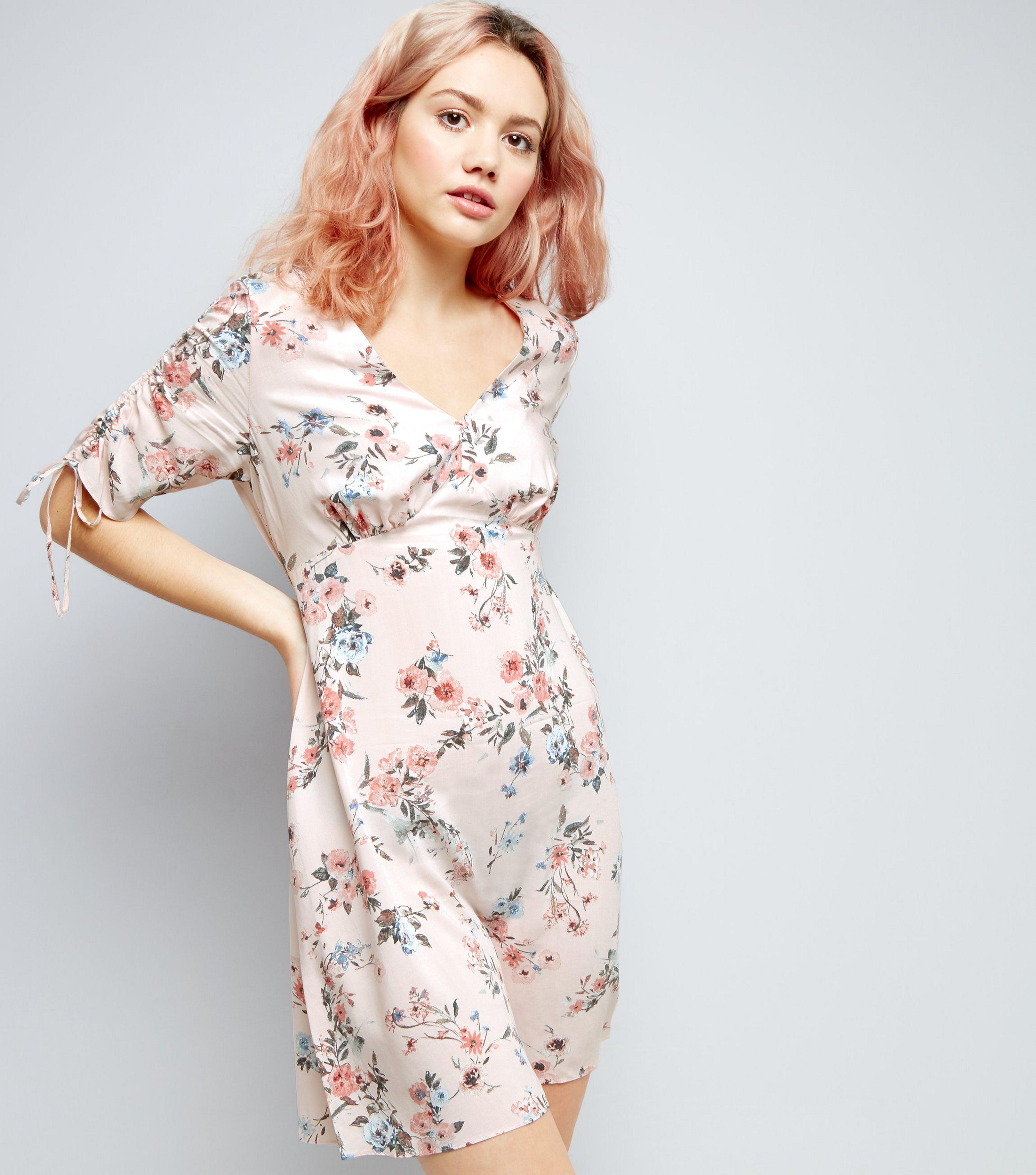 new look pink floral dress