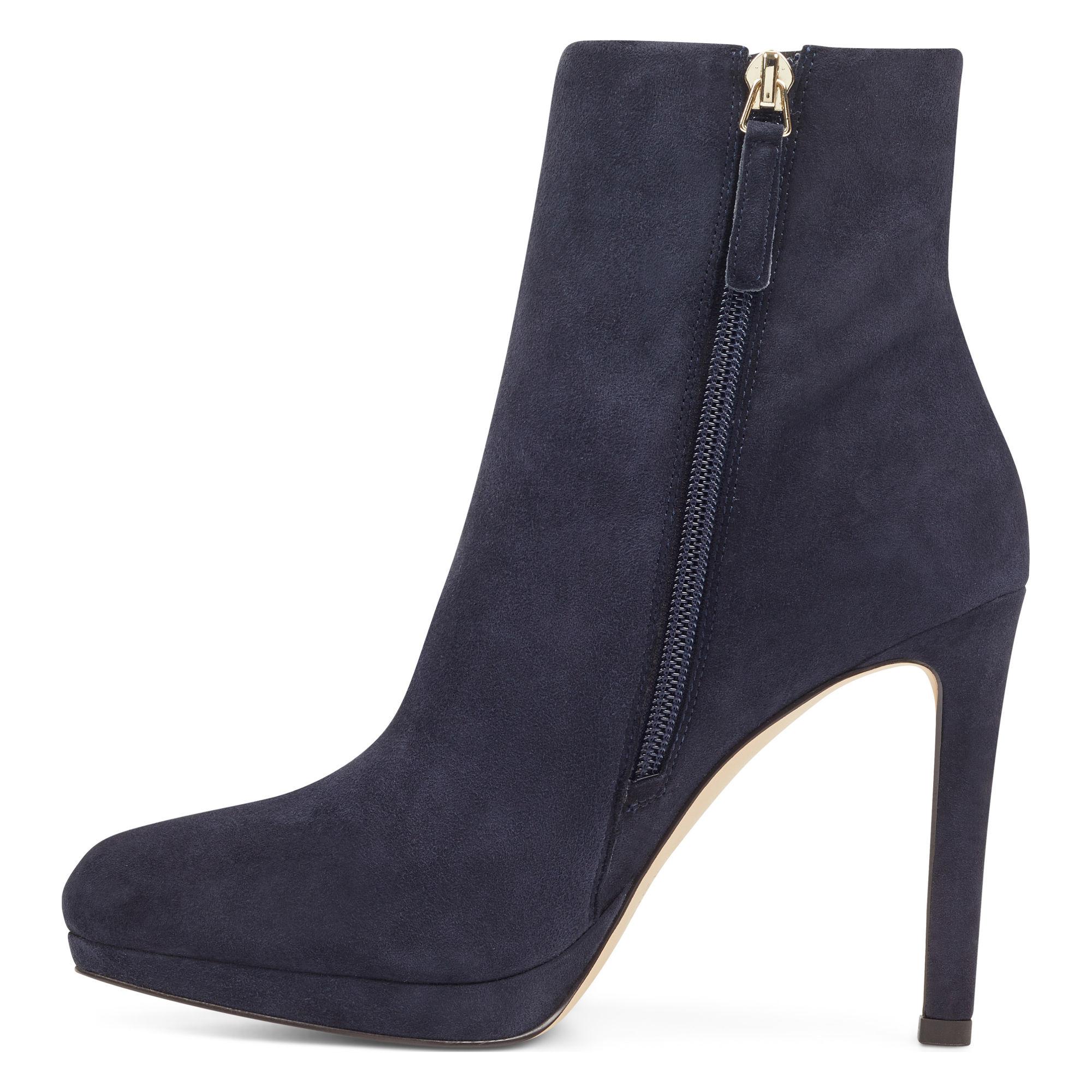 Nine West Leather Quanette Platform Booties in Navy Suede (Blue) - Lyst