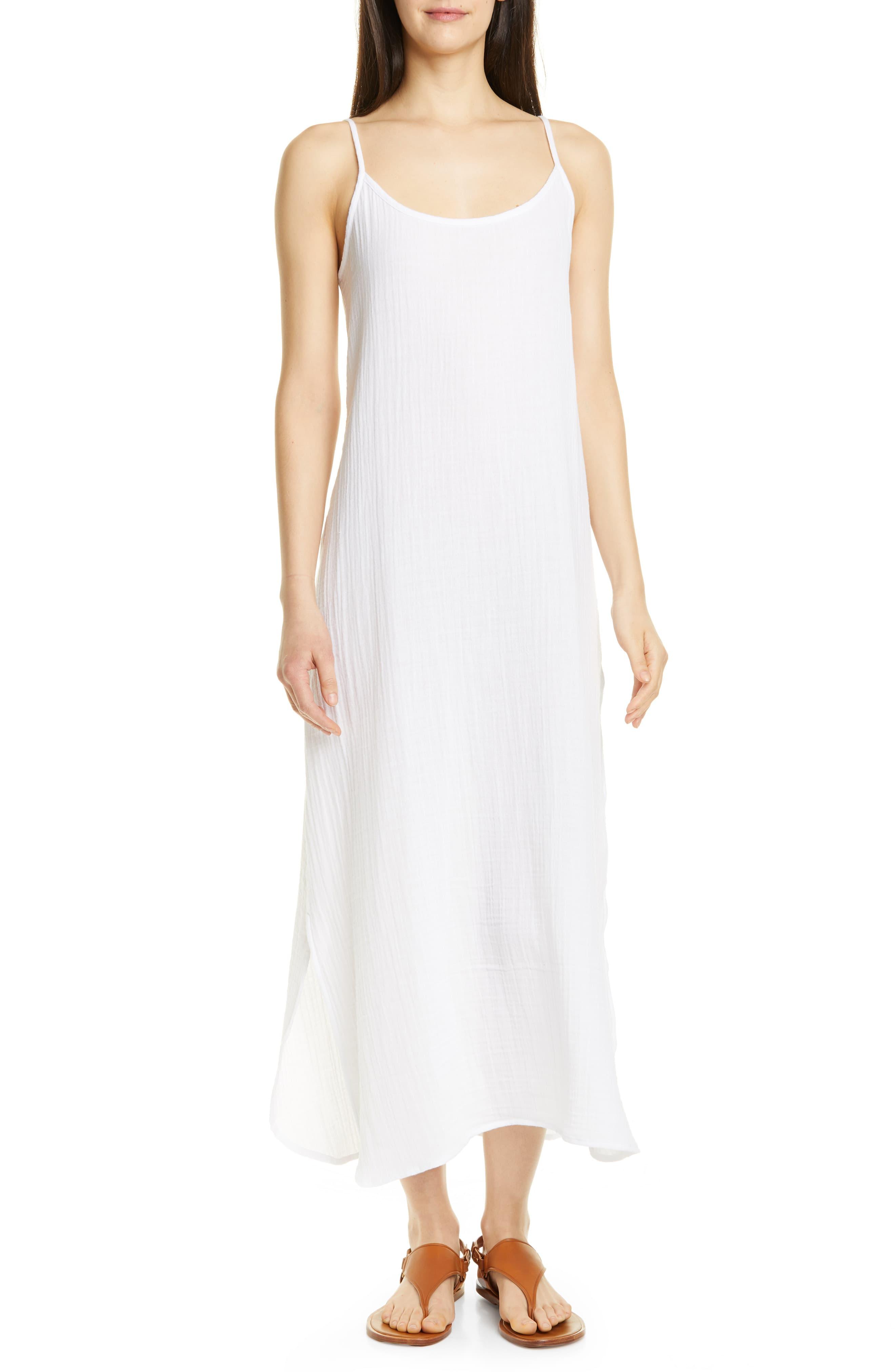 Eileen Fisher Sleeveless Organic Cotton Maxi Dress in White - Lyst