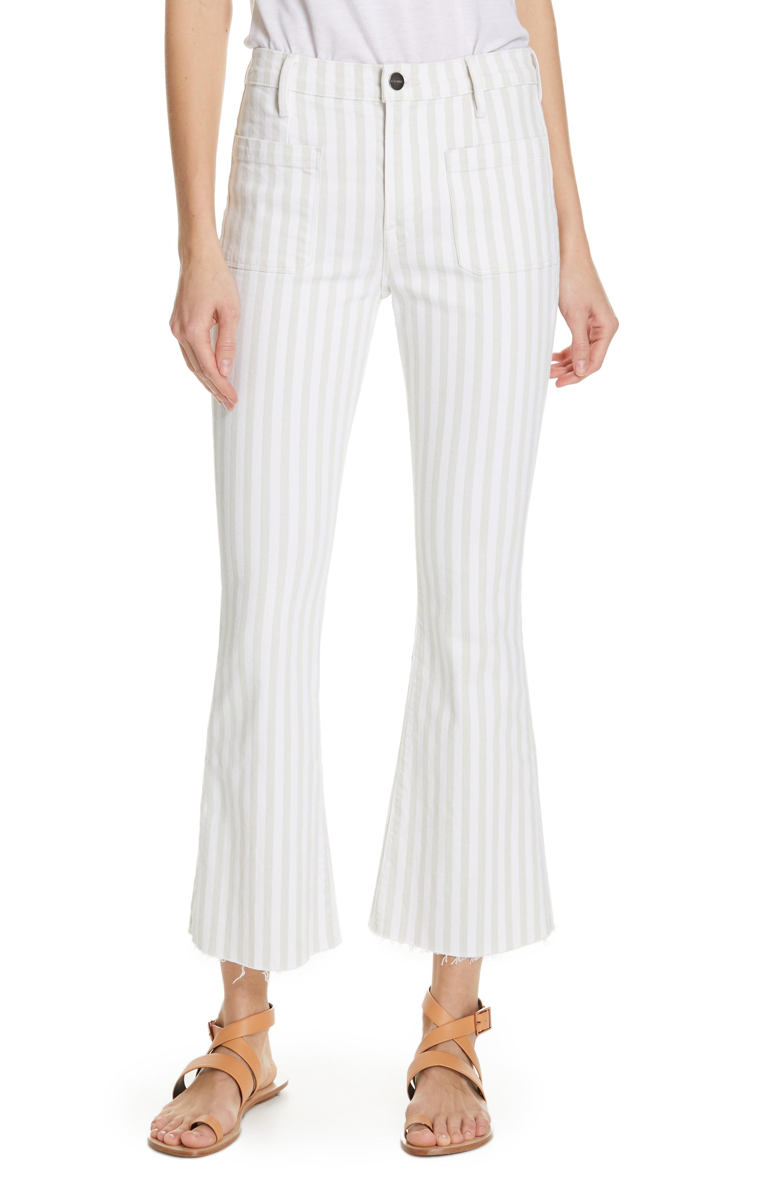 Lyst FRAME Le Bardot Stripe Crop Flare Jeans in White