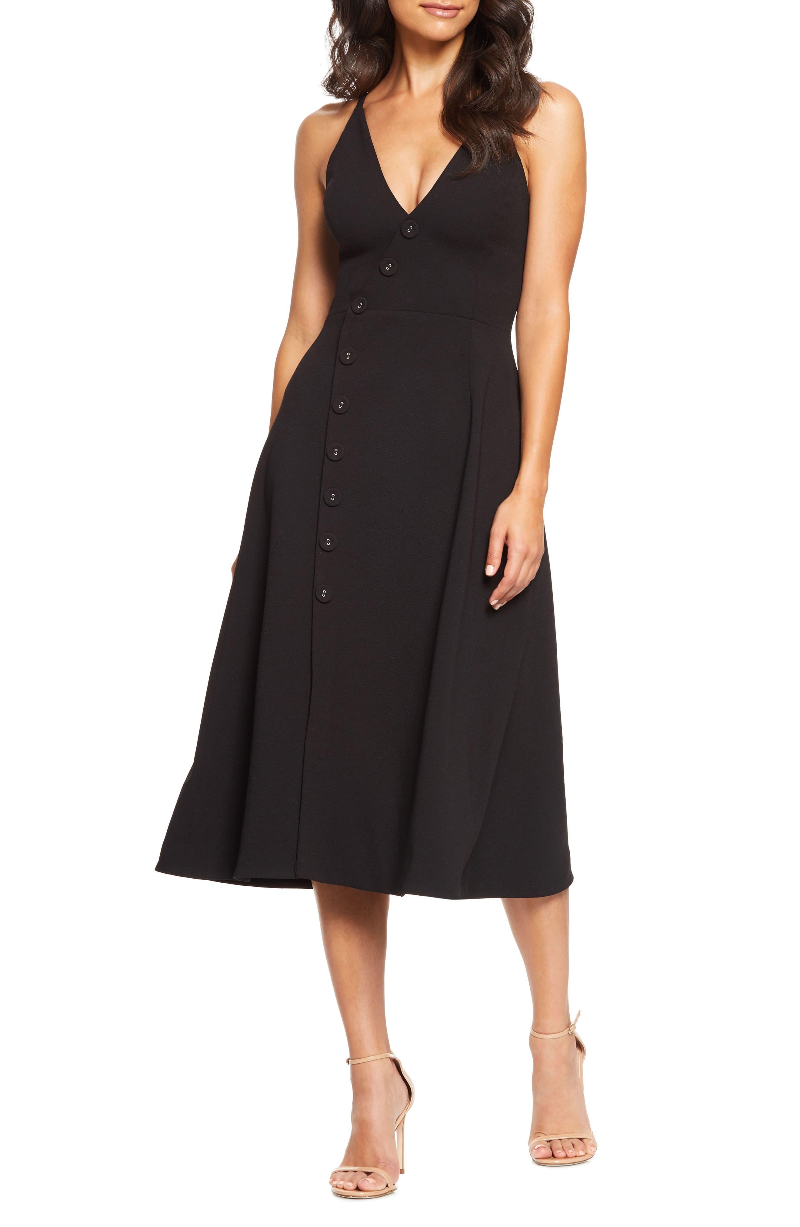 Dress the Population Emily Asymmetrical Front Button Cocktail Dress in ...