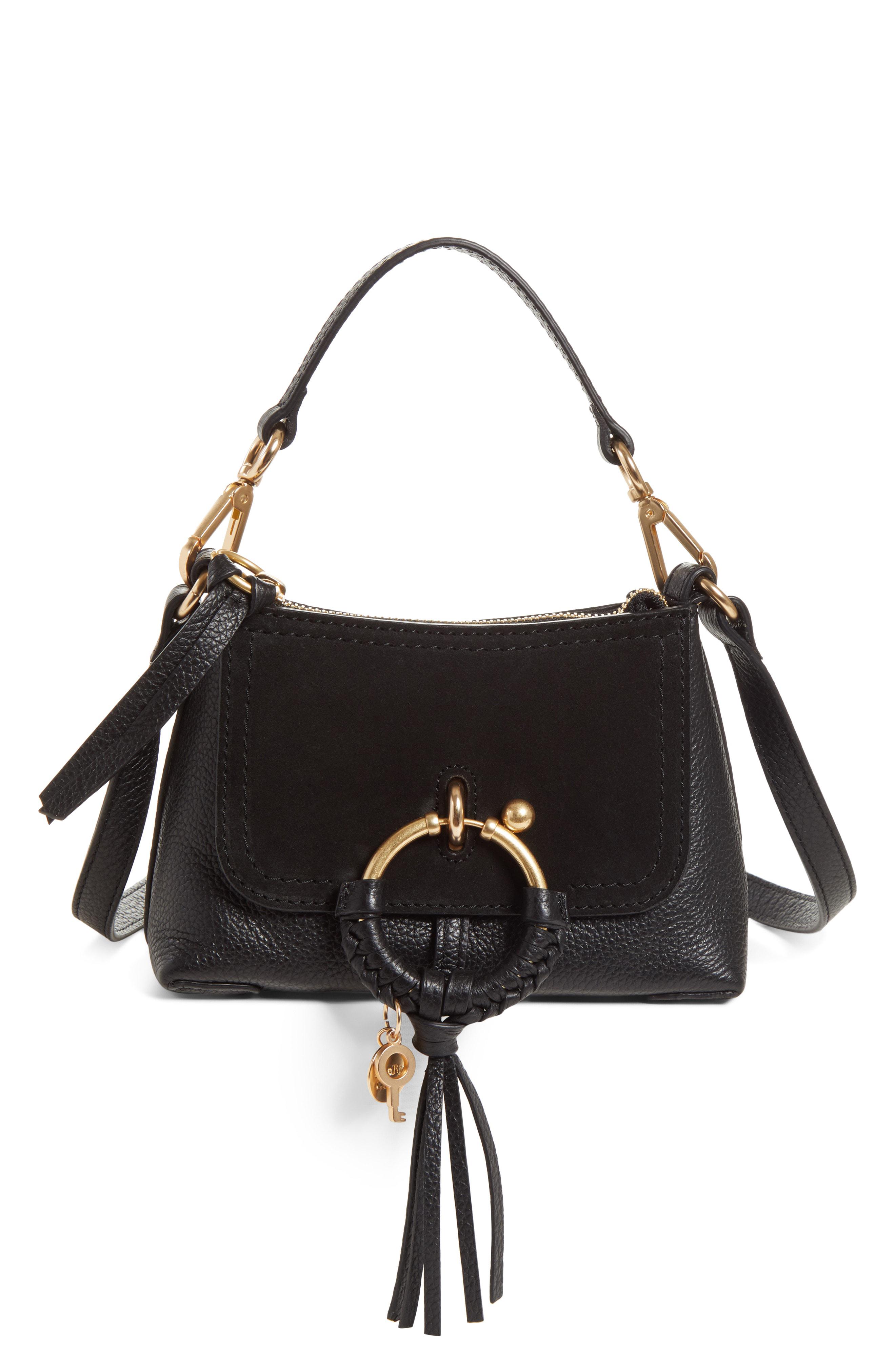 Lyst - See By Chloé Small Joan Suede & Leather Crossbody Bag in Black