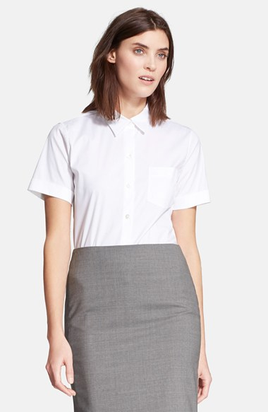 Lyst Theory uniform  Short Sleeve Blouse  in White 