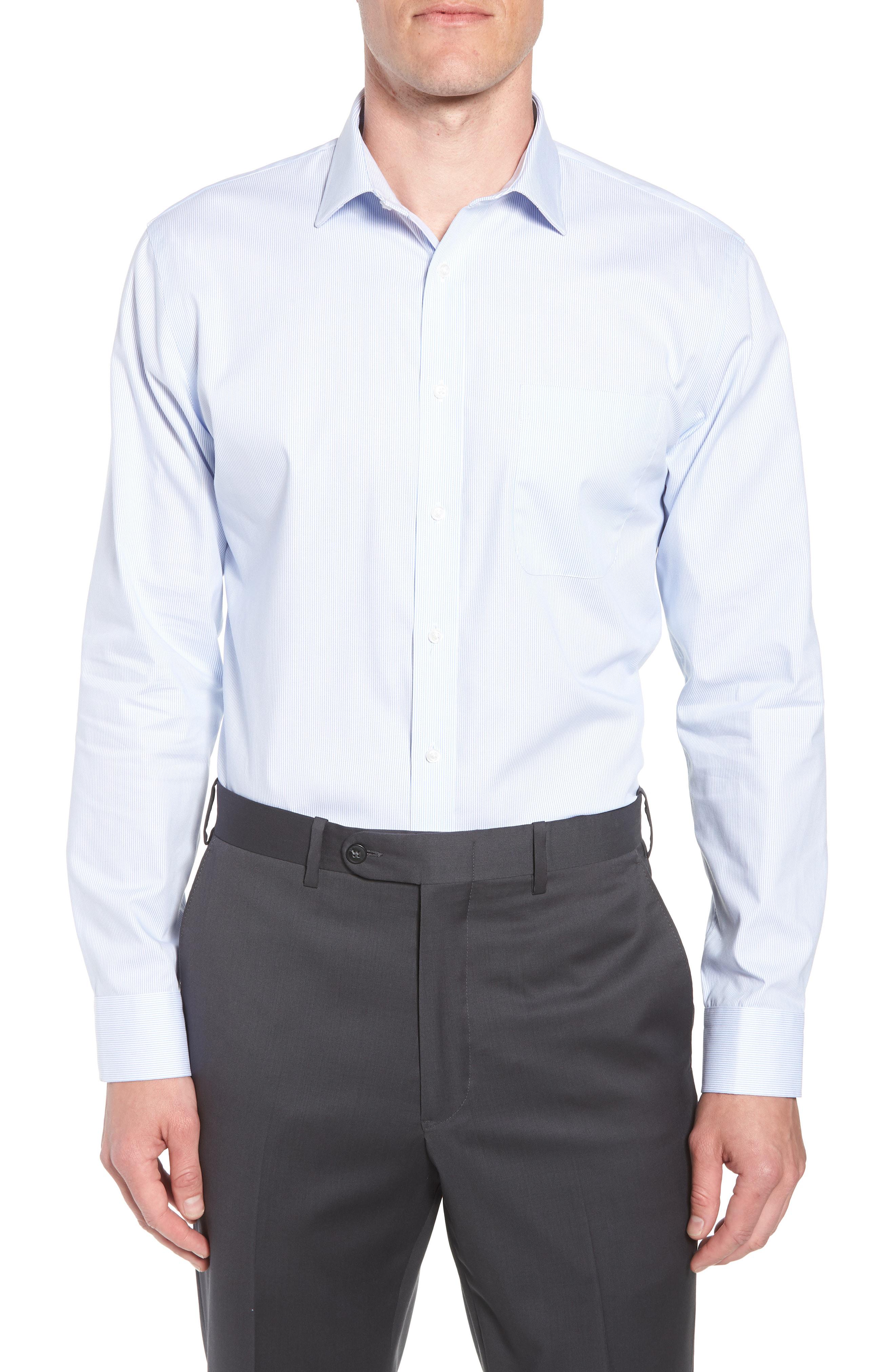 Nordstrom Trim Fit Non-iron Stripe Dress Shirt in White for Men - Lyst
