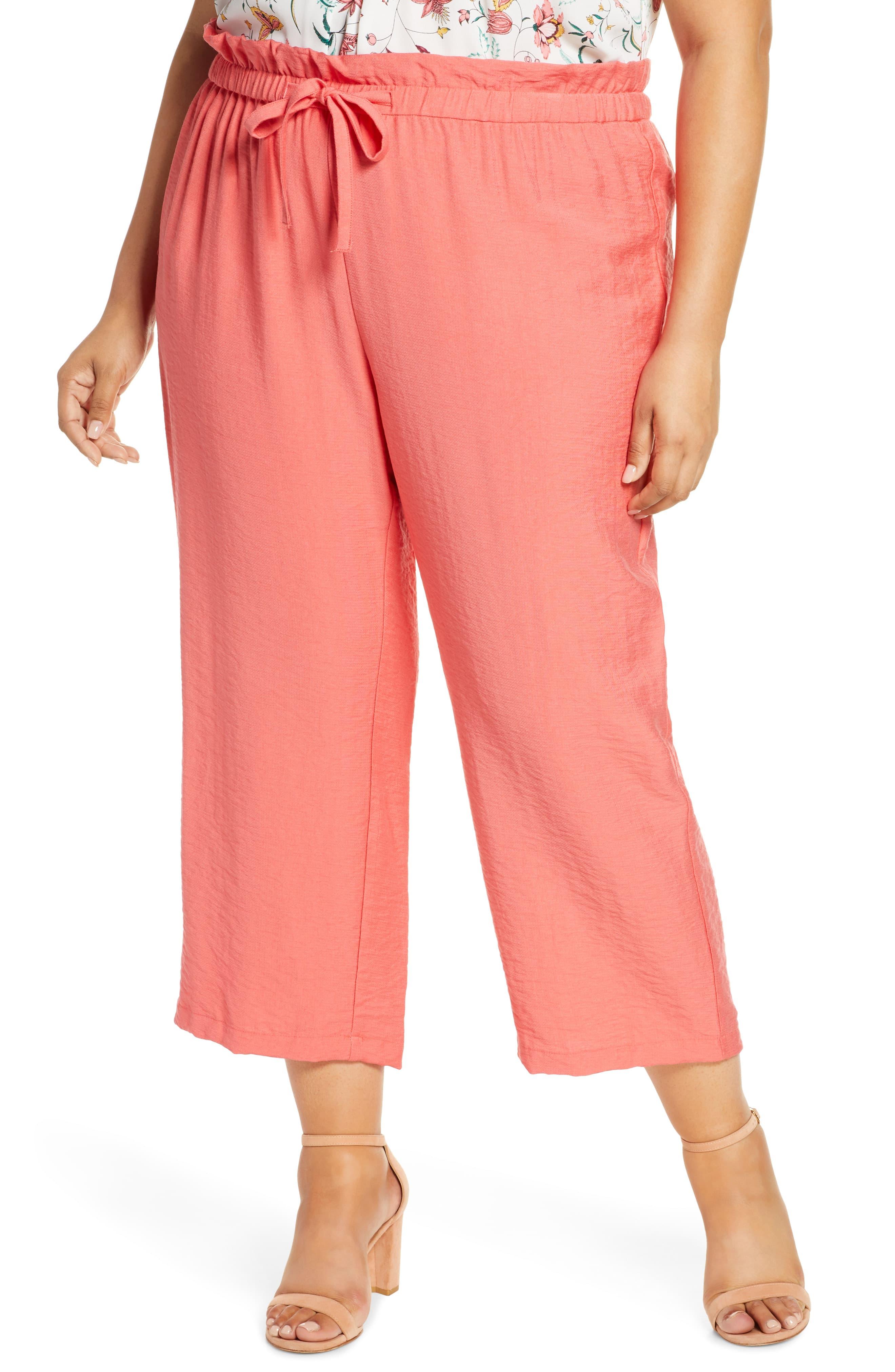 Cece Paperbag Waist Straight Leg Pants in Pink - Lyst
