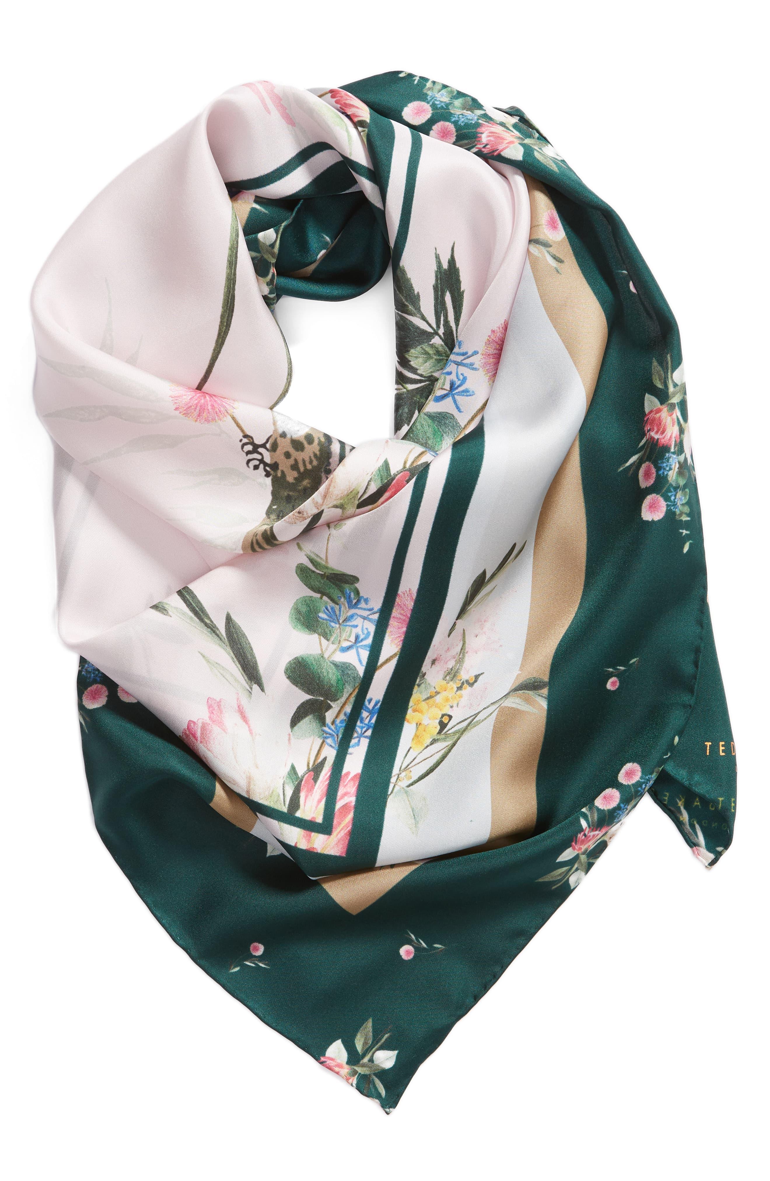 Ted Baker Flourish Square Silk Scarf in Green - Lyst