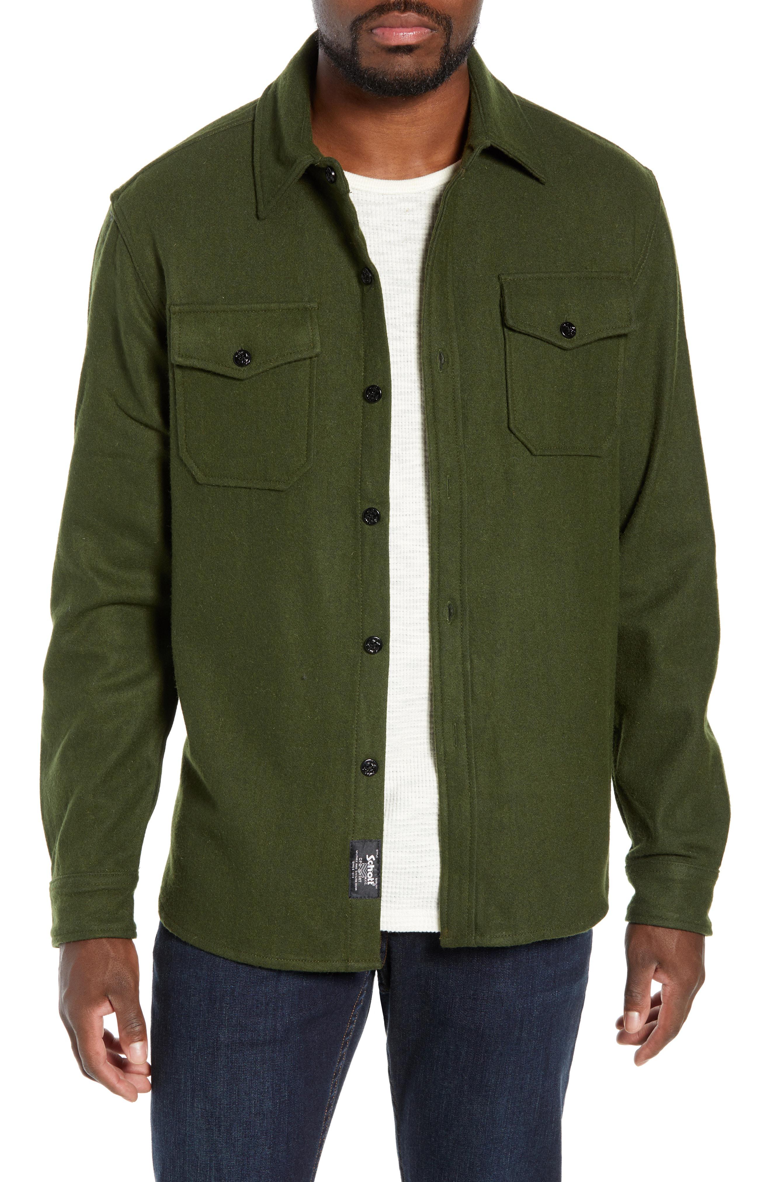 Lyst - Schott Nyc Cpo Wool Blend Work Shirt in Green for Men