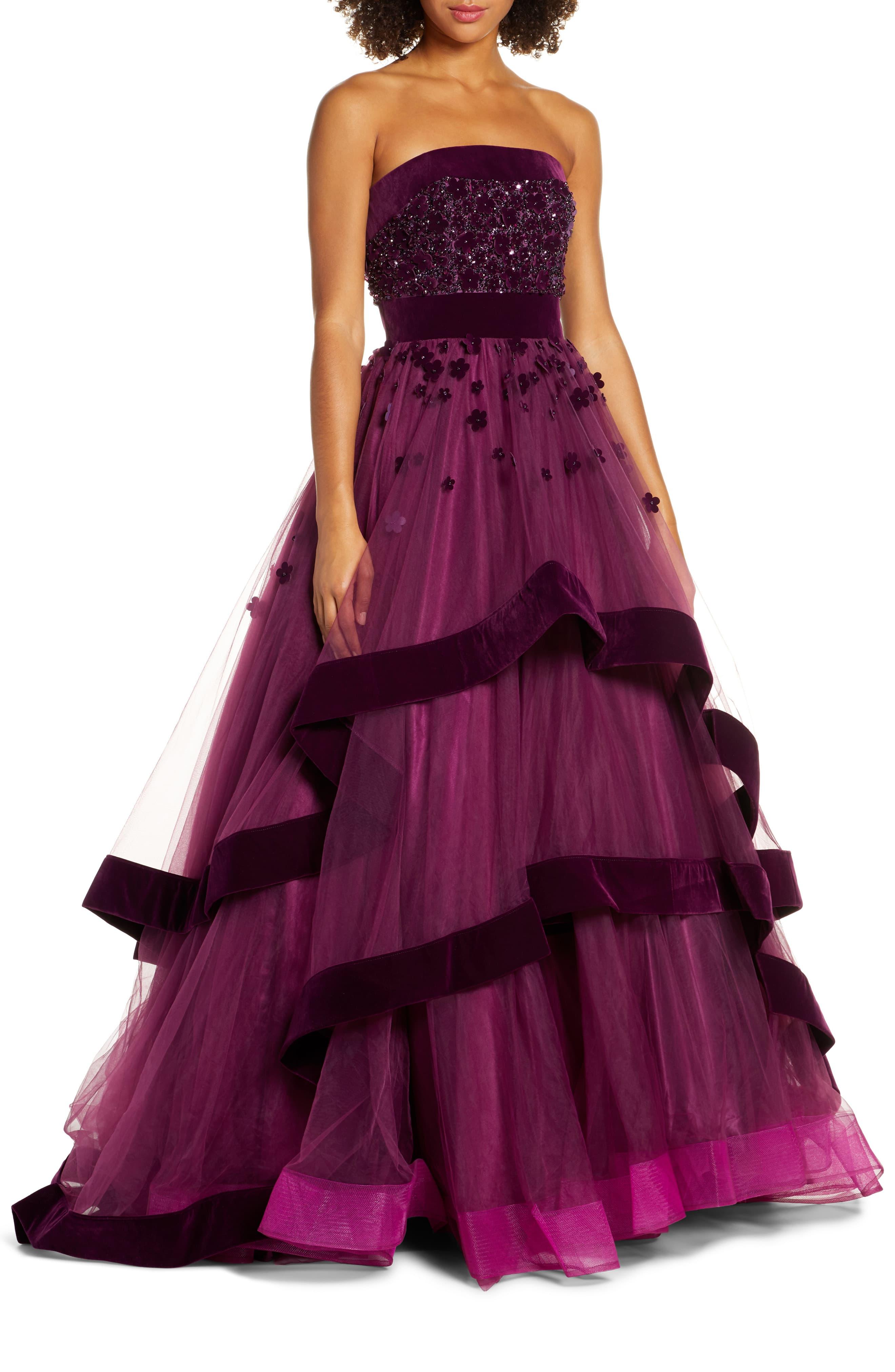 mac duggal purple gown
