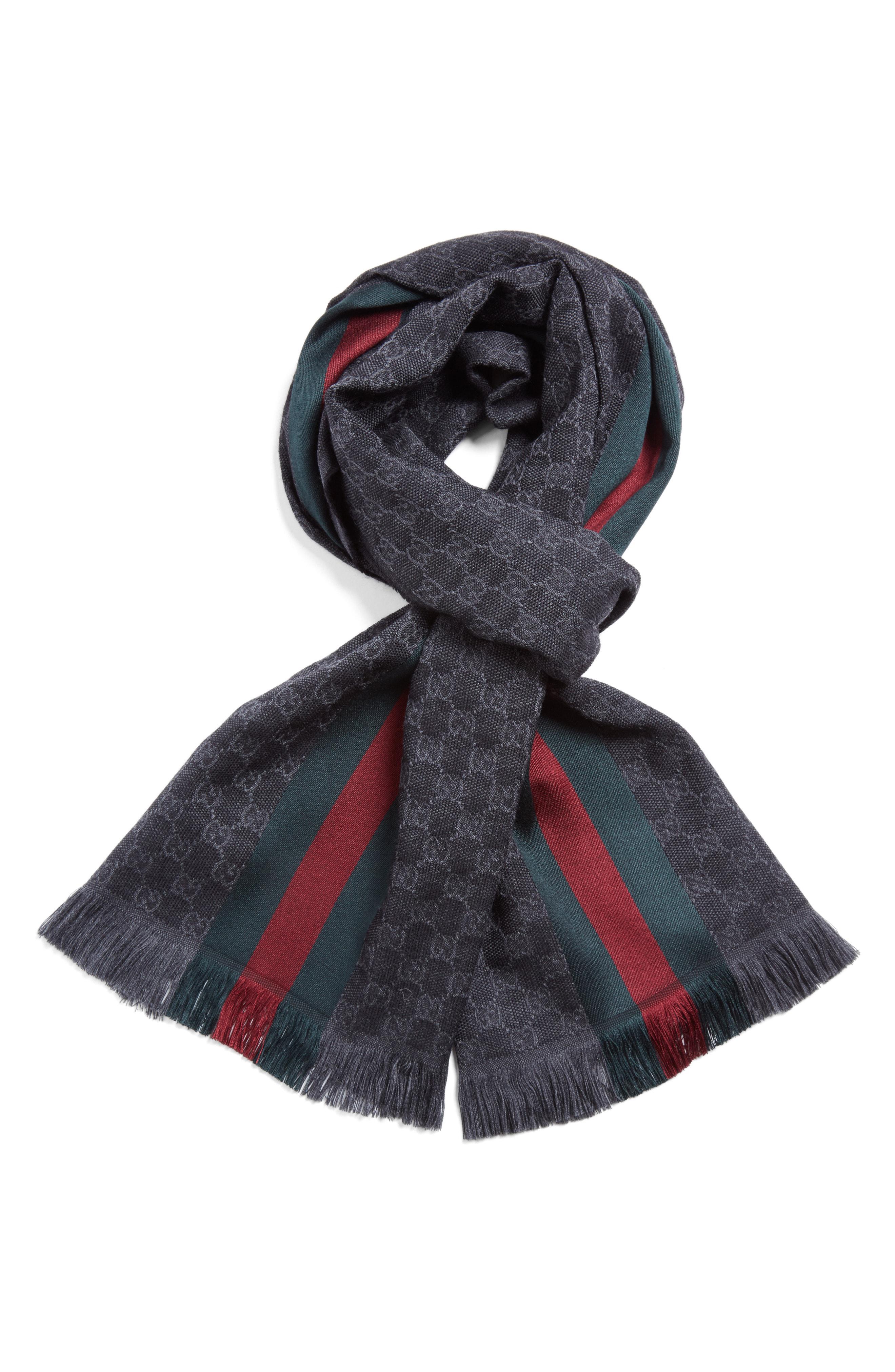 Lyst - Gucci Verbier Wool & Silk Scarf in Blue for Men