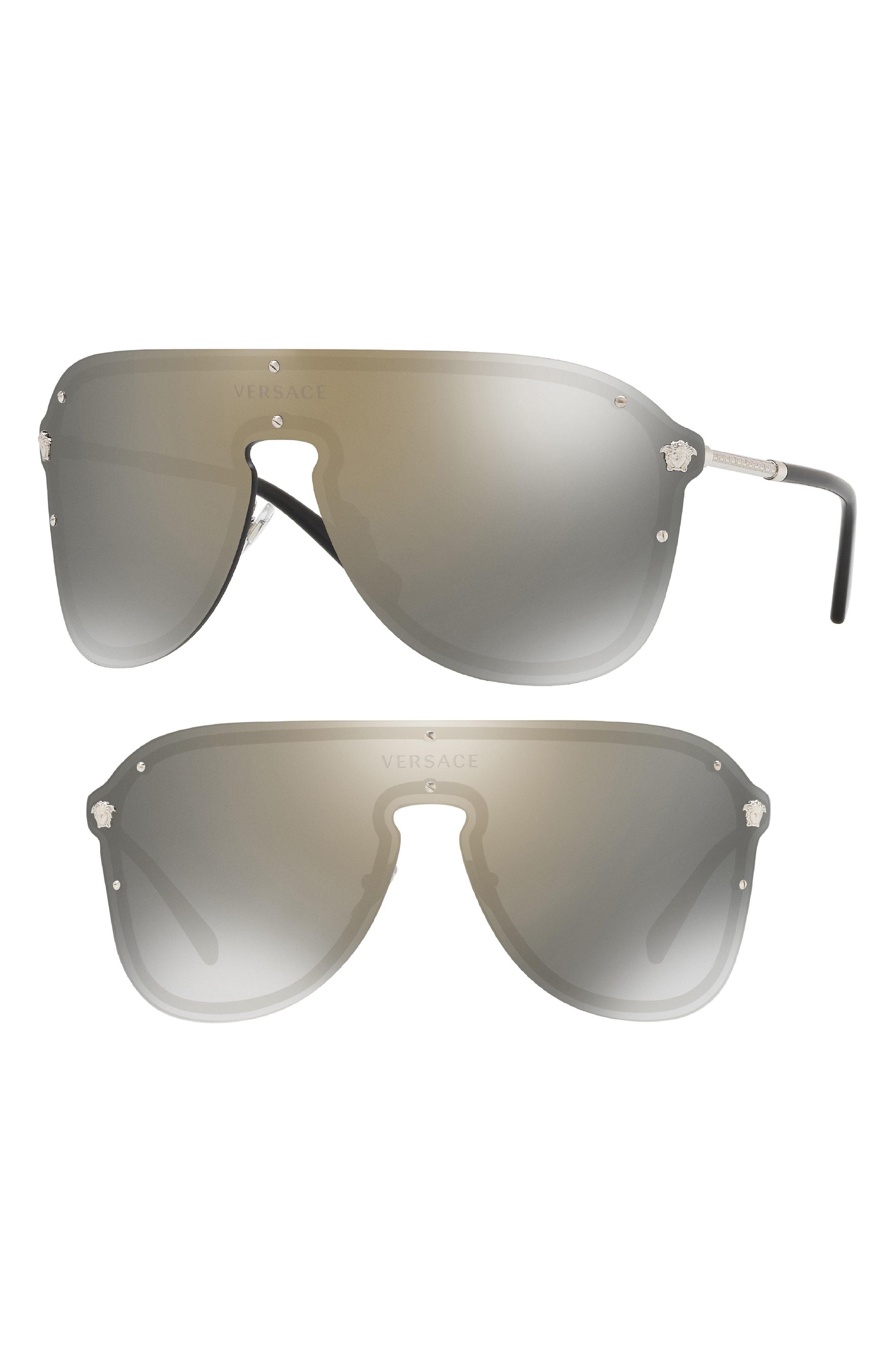 Versace 150mm Shield Sunglasses in Gray Lyst