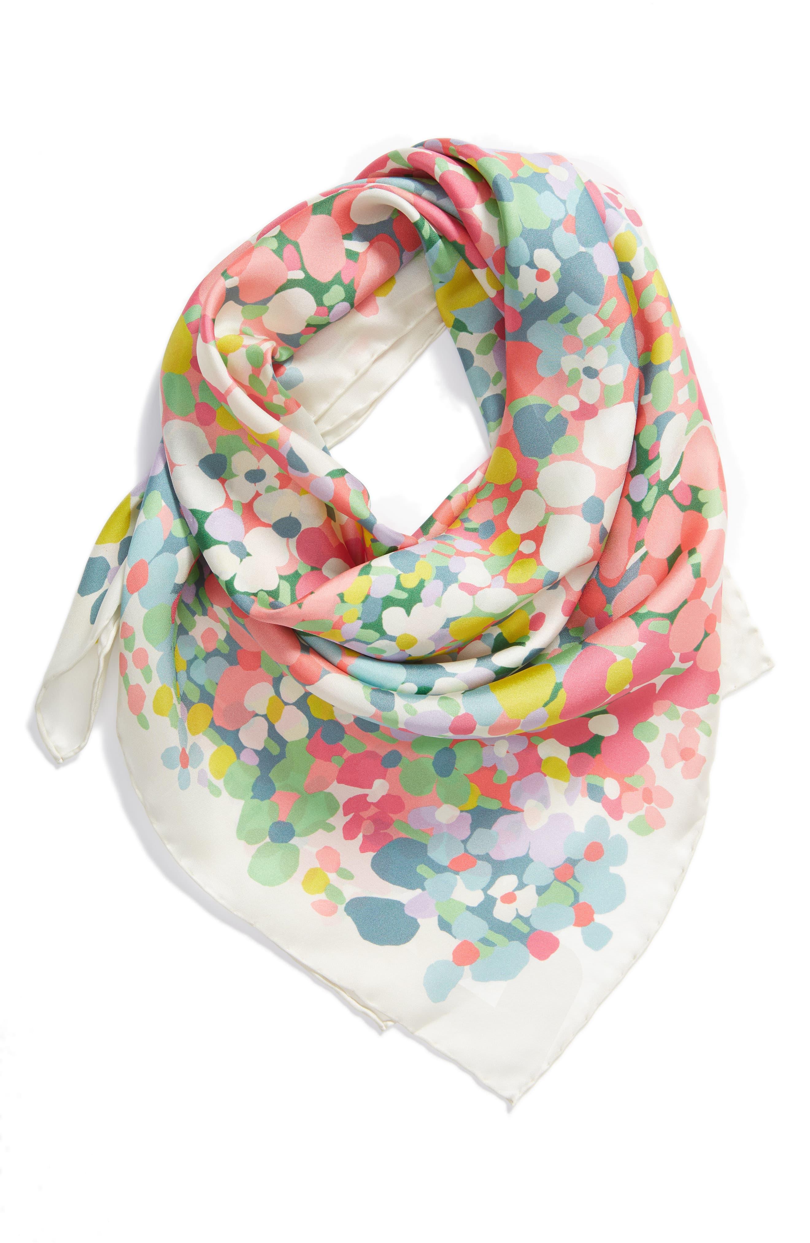 Kate Spade Floral Dots Square Silk Scarf in White - Lyst