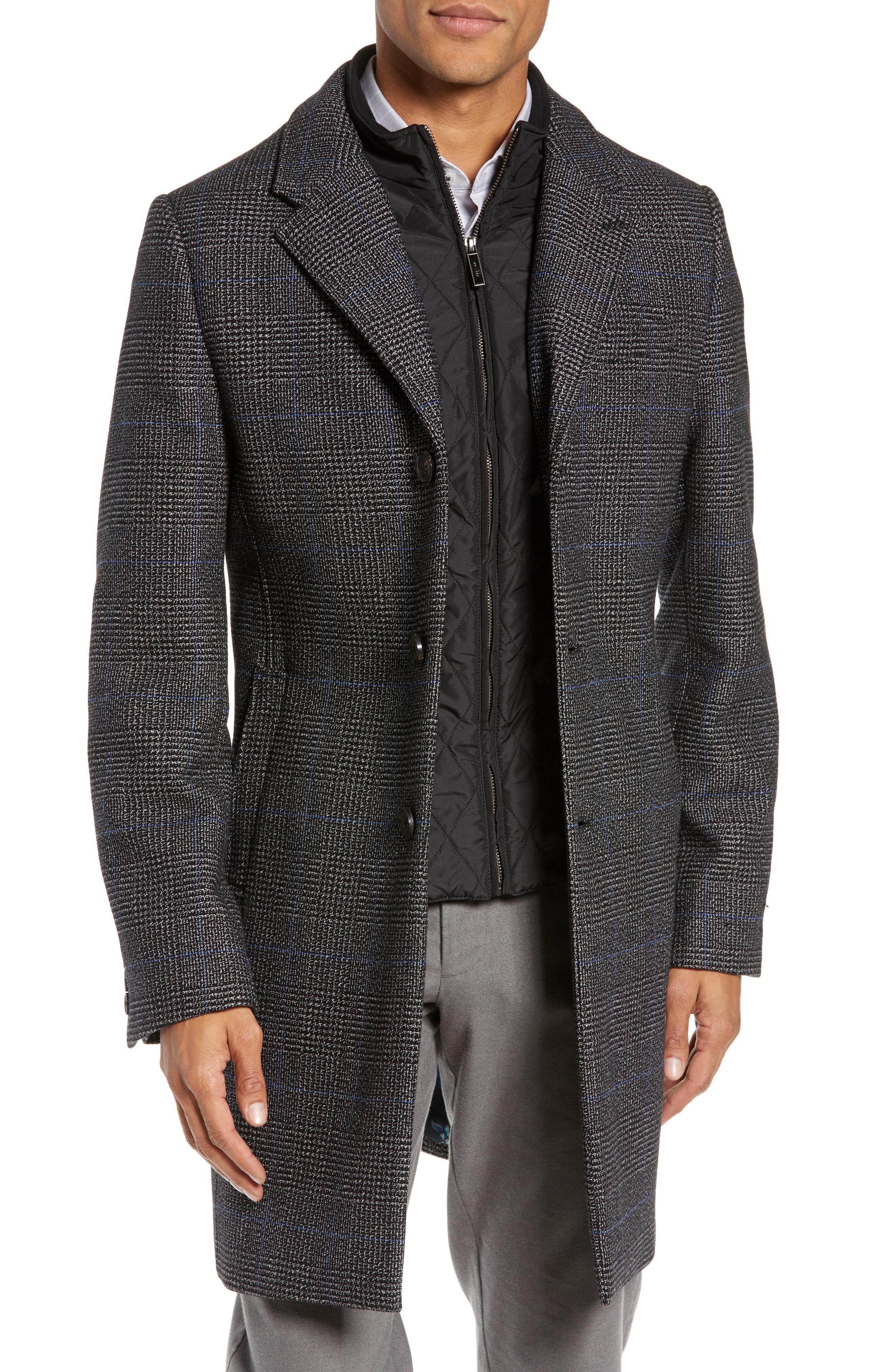 Lyst - Ted Baker Plaid Stretch Wool & Cotton Overcoat for Men