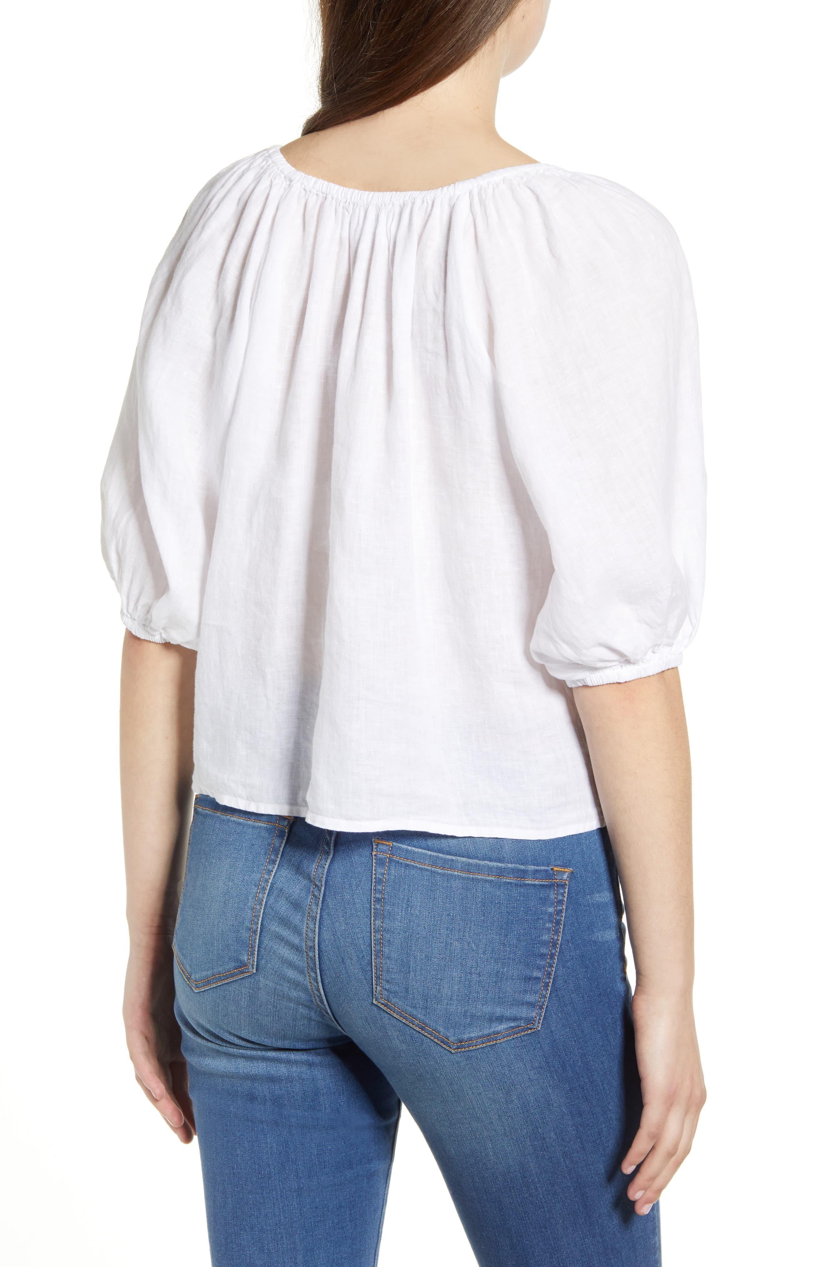 Velvet By Graham And Spencer Linen Peasant Blouse In White Lyst 4032