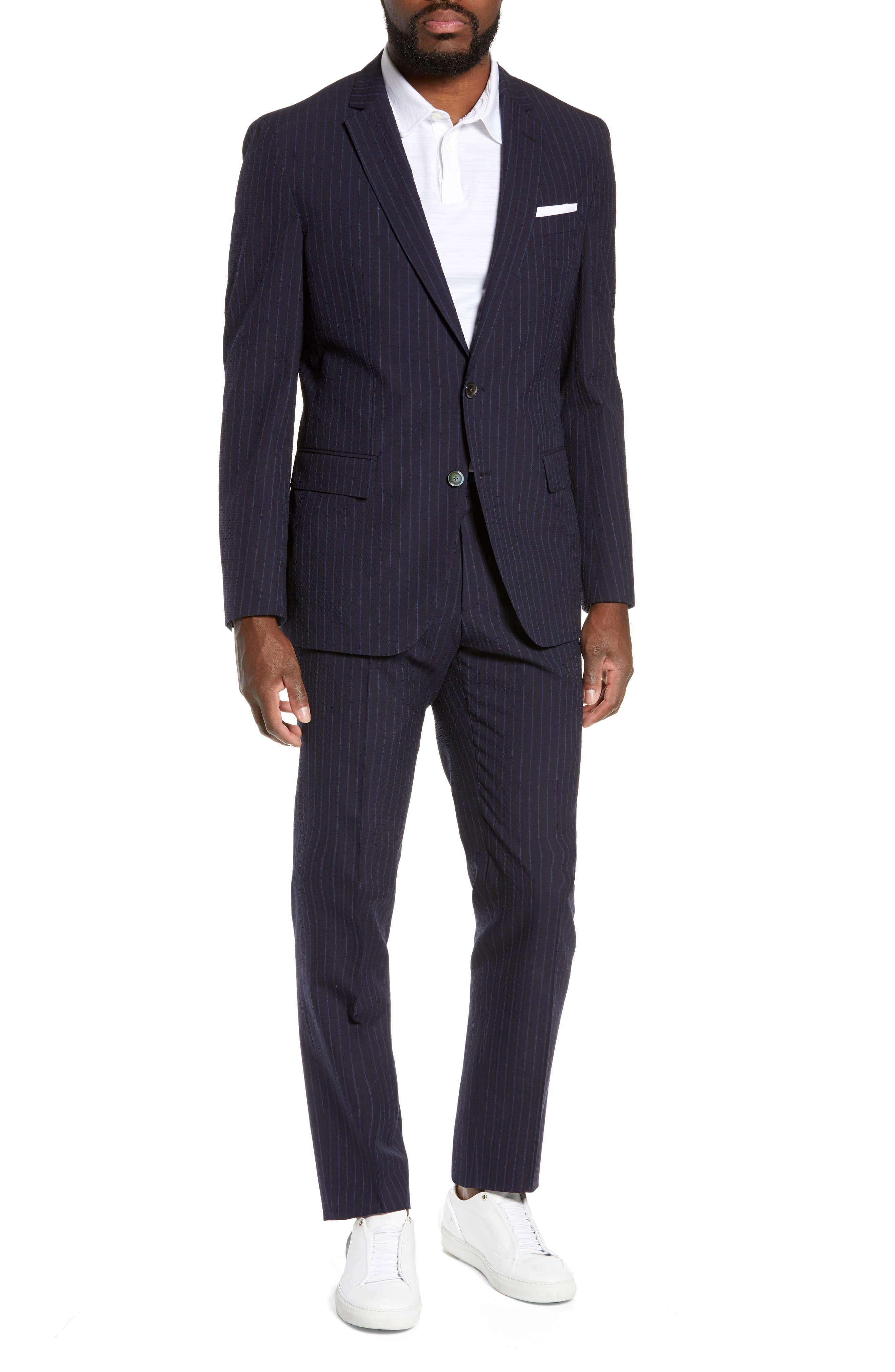 BOSS Hugo Helford/gander Trim Fit Stripe Wool Blend Suit ...