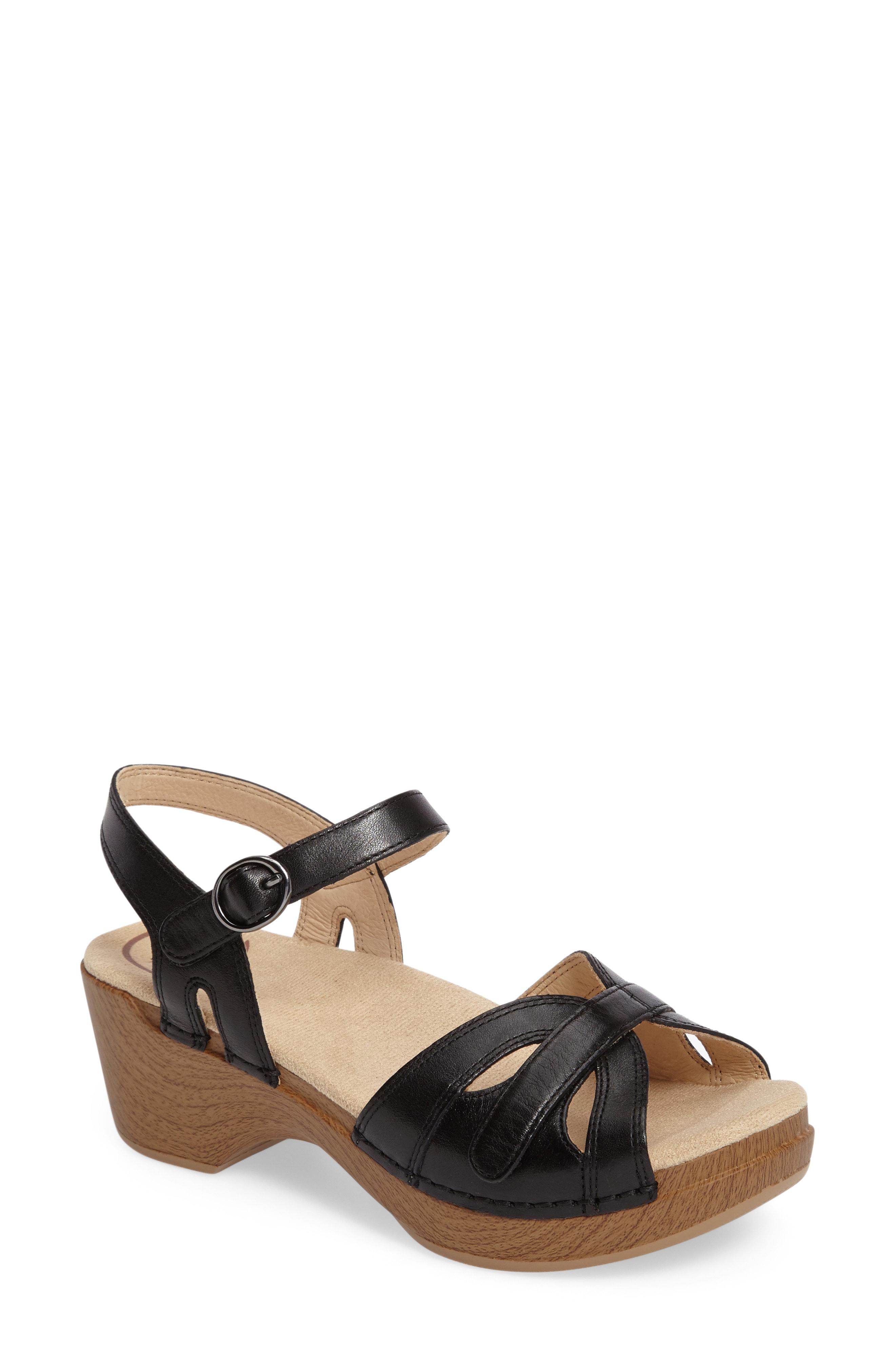 dansko black patent leather sandals