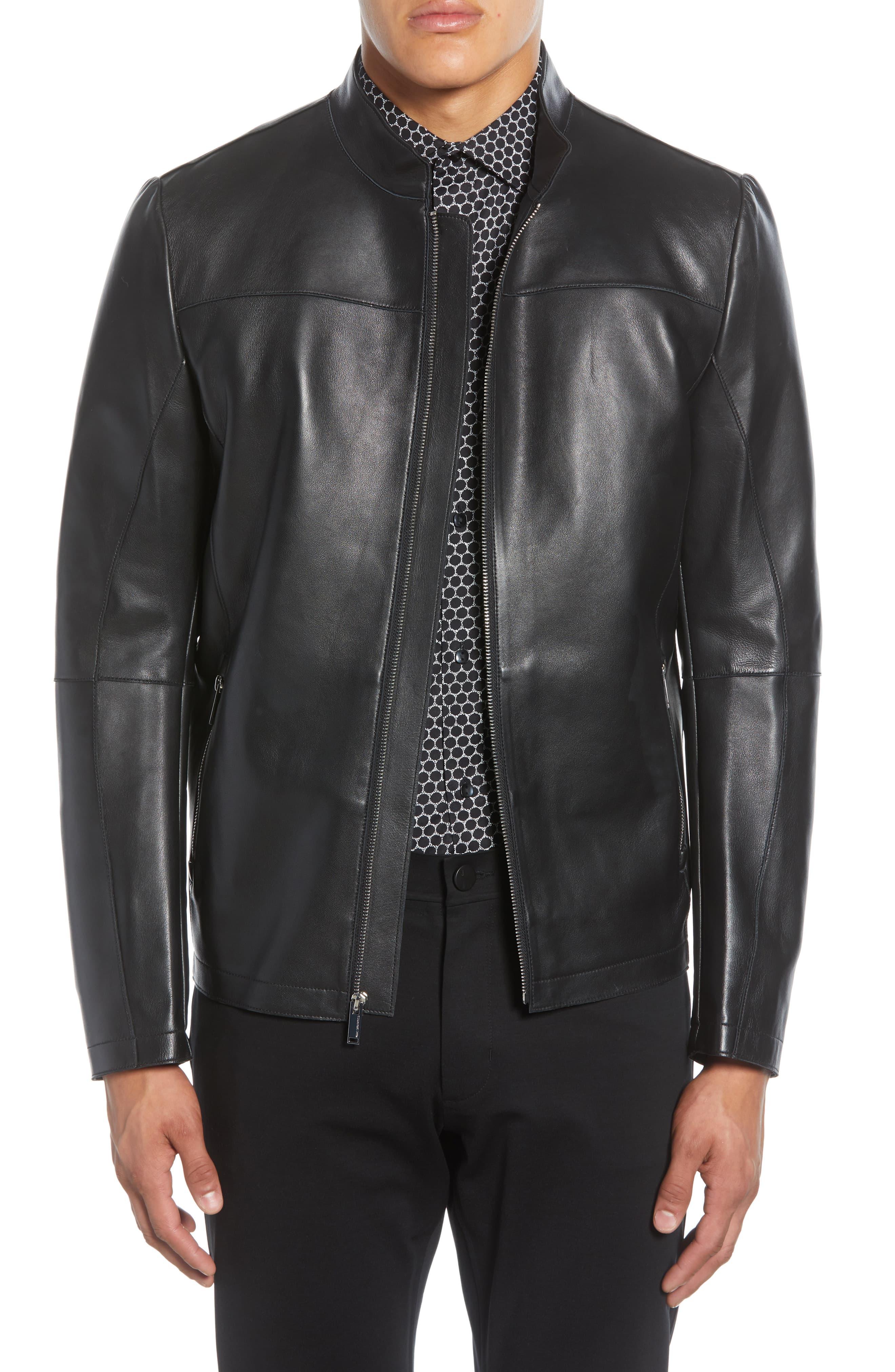 Karl Lagerfeld Bonded Leather Racing Jacket in Black for Men - Lyst