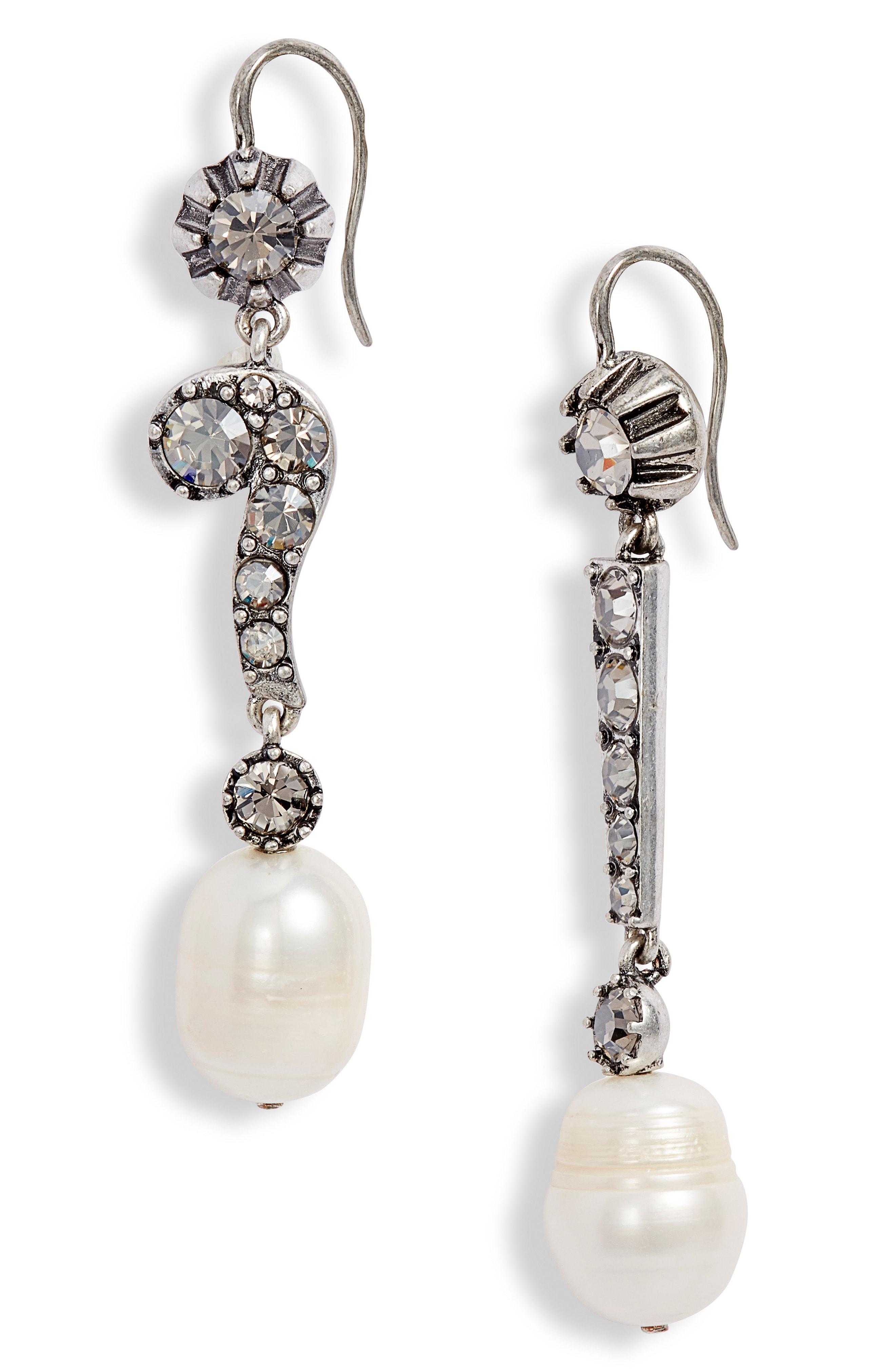 Lyst Tory Burch Punctuation Crystal & Imitation Pearl Drop Earrings