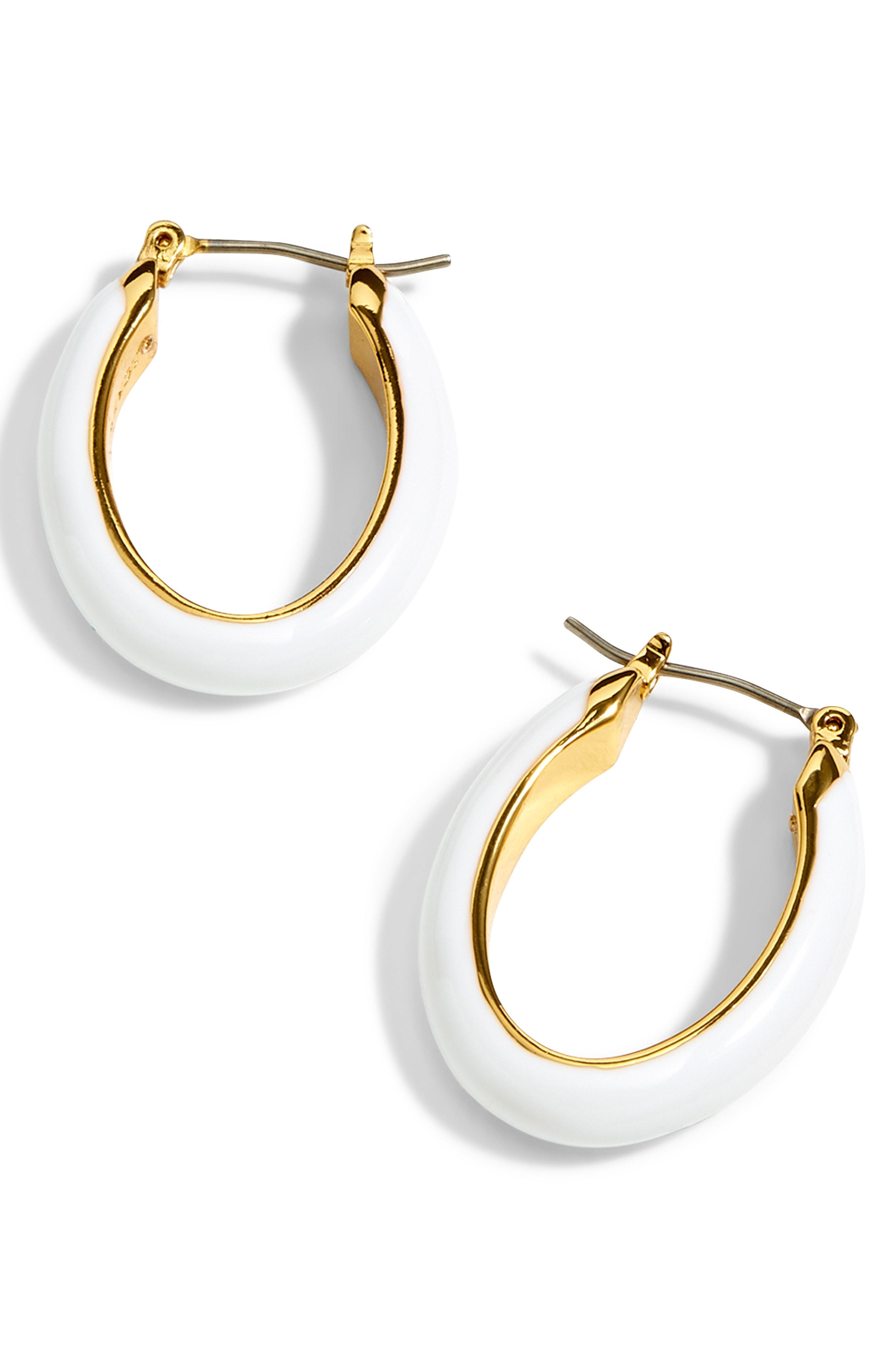 Lyst Jcrew Enamel Oval Hoop Earrings In White 2659