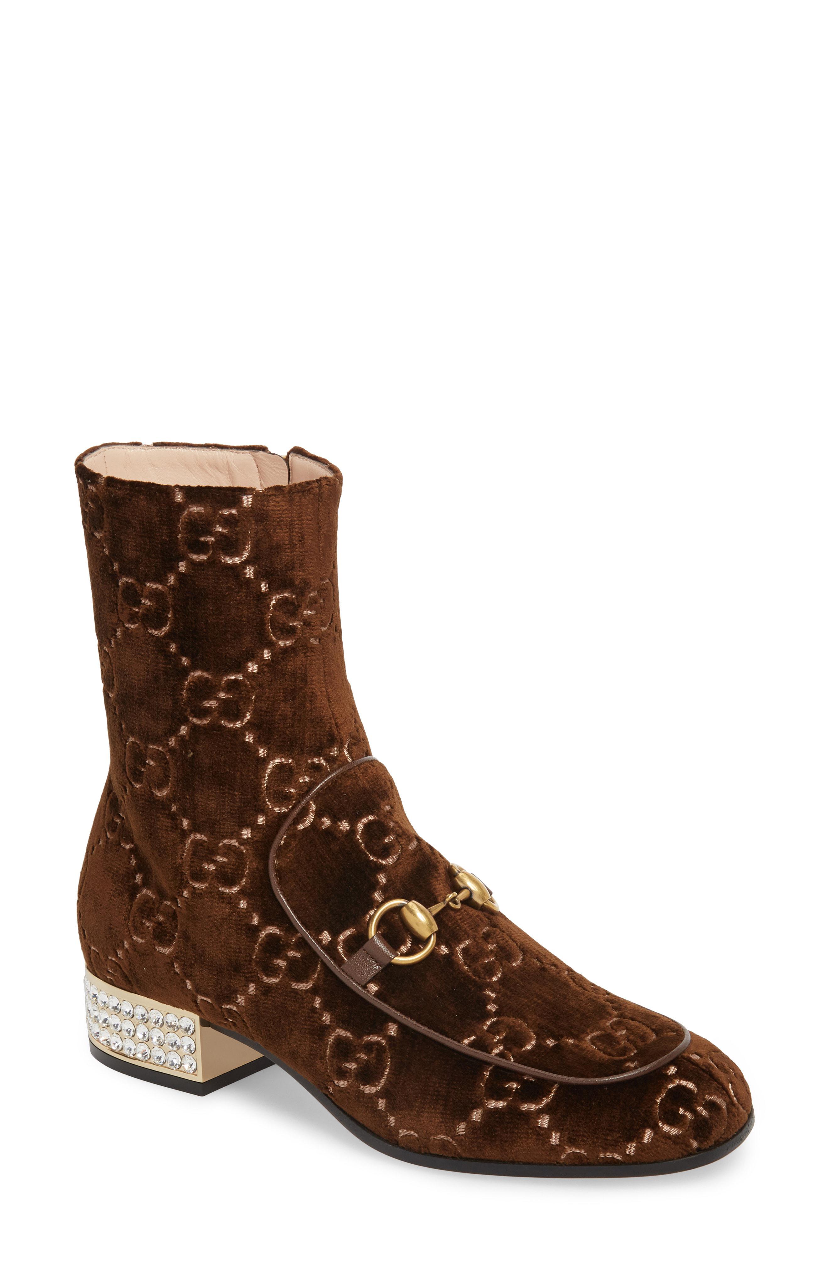 Lyst Gucci Logo Bootie in Brown