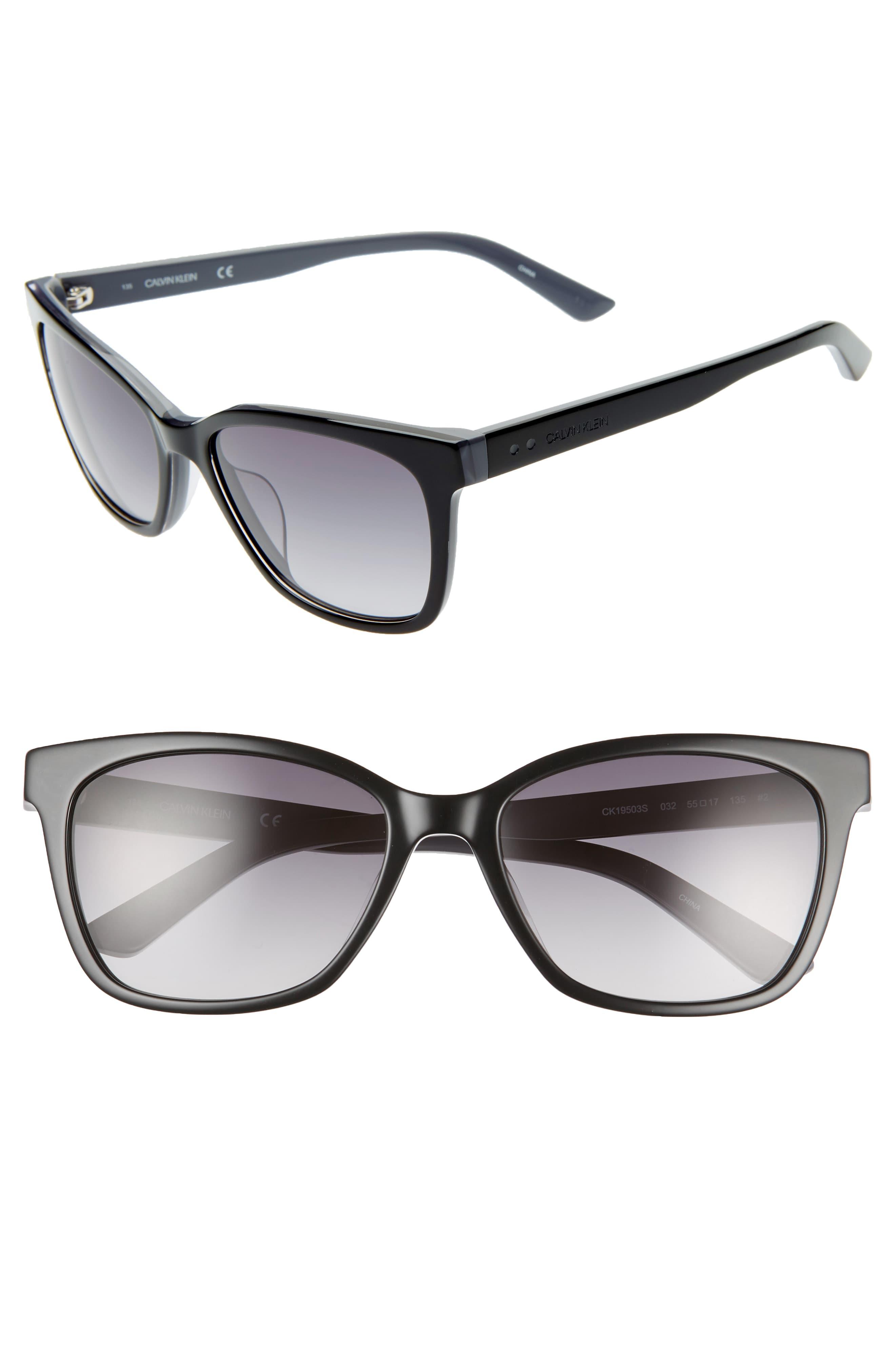 Calvin Klein 55mm Square Sunglasses in Black Lyst