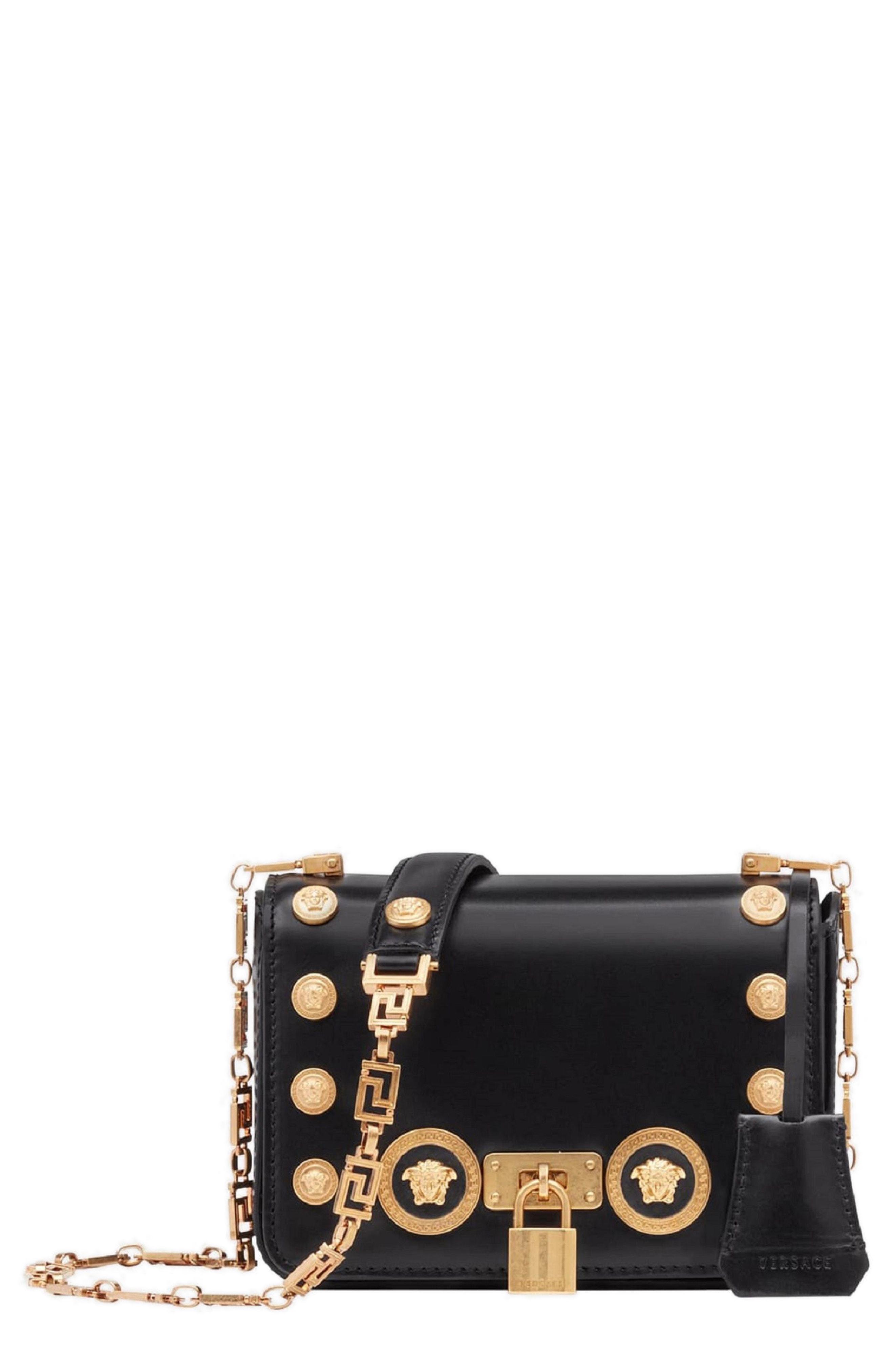 Lyst - Versace Icon Studded Leather Crossbody Bag - in Black