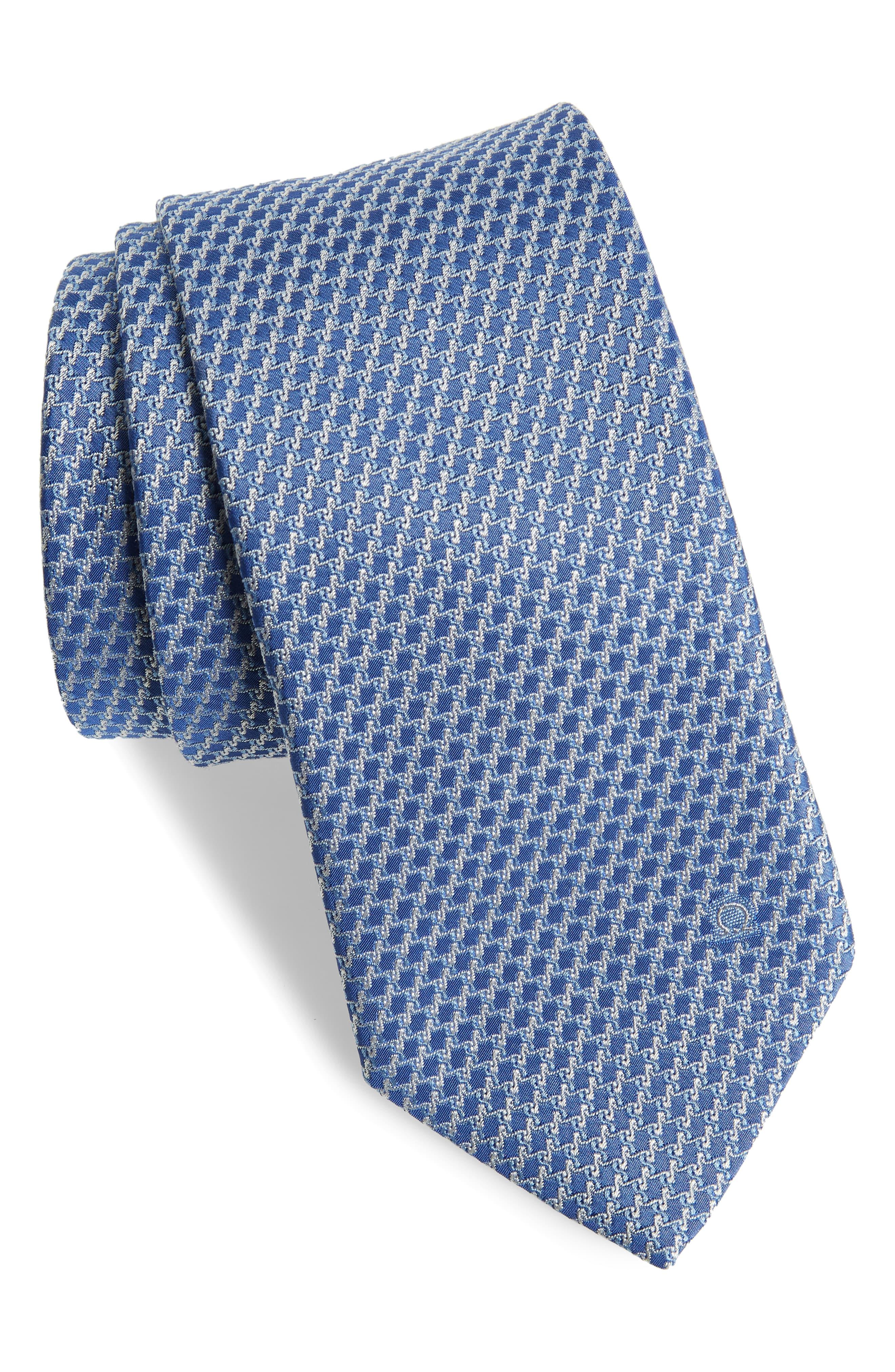 Ferragamo Geometric Silk Tie in Blue for Men - Lyst