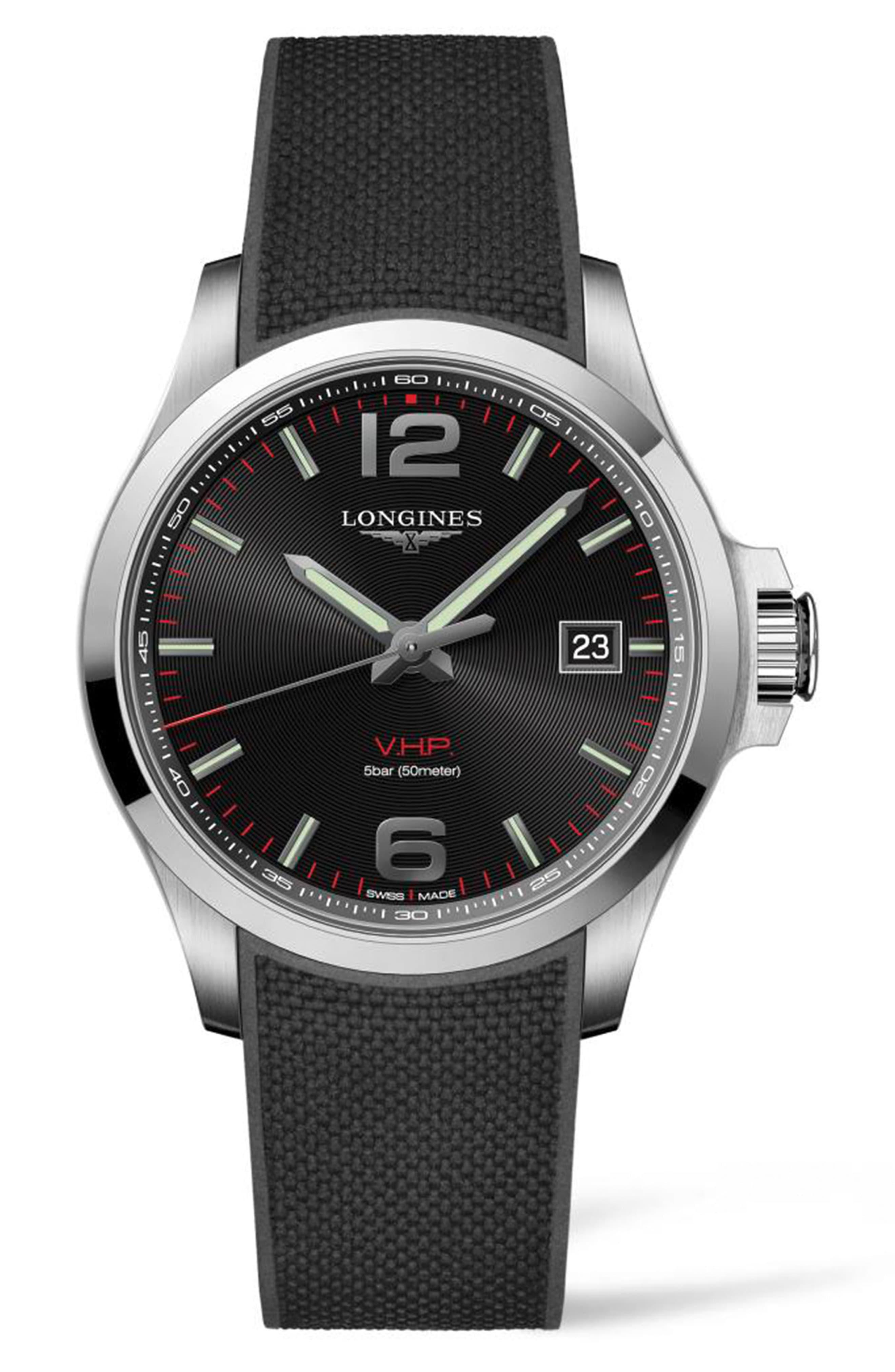 Longines Conquest V.h.p. Rubber Strap Watch in Black Lyst