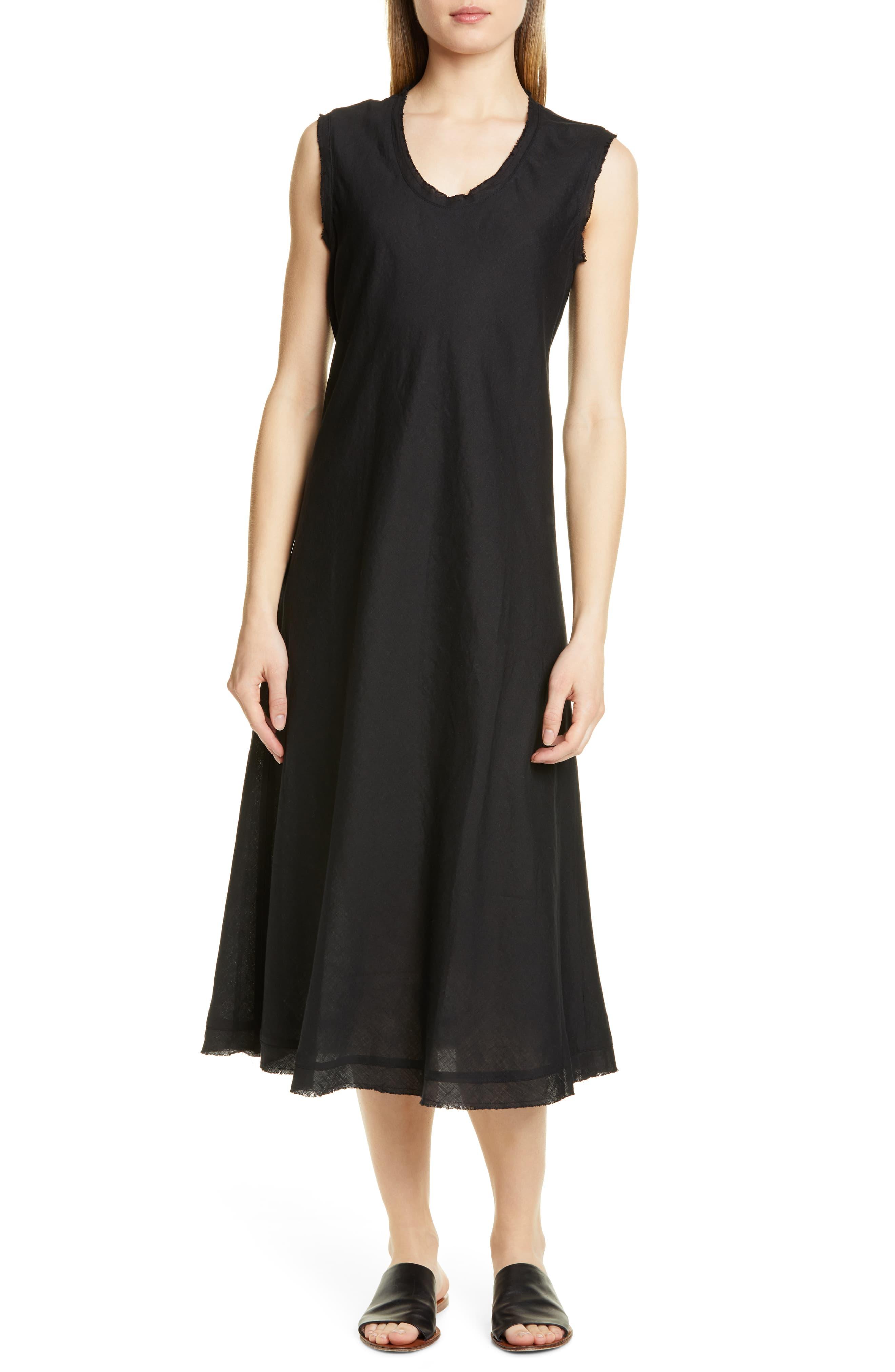 Eileen Fisher Shaped Sleeveless Linen Tank Dress in Black - Lyst