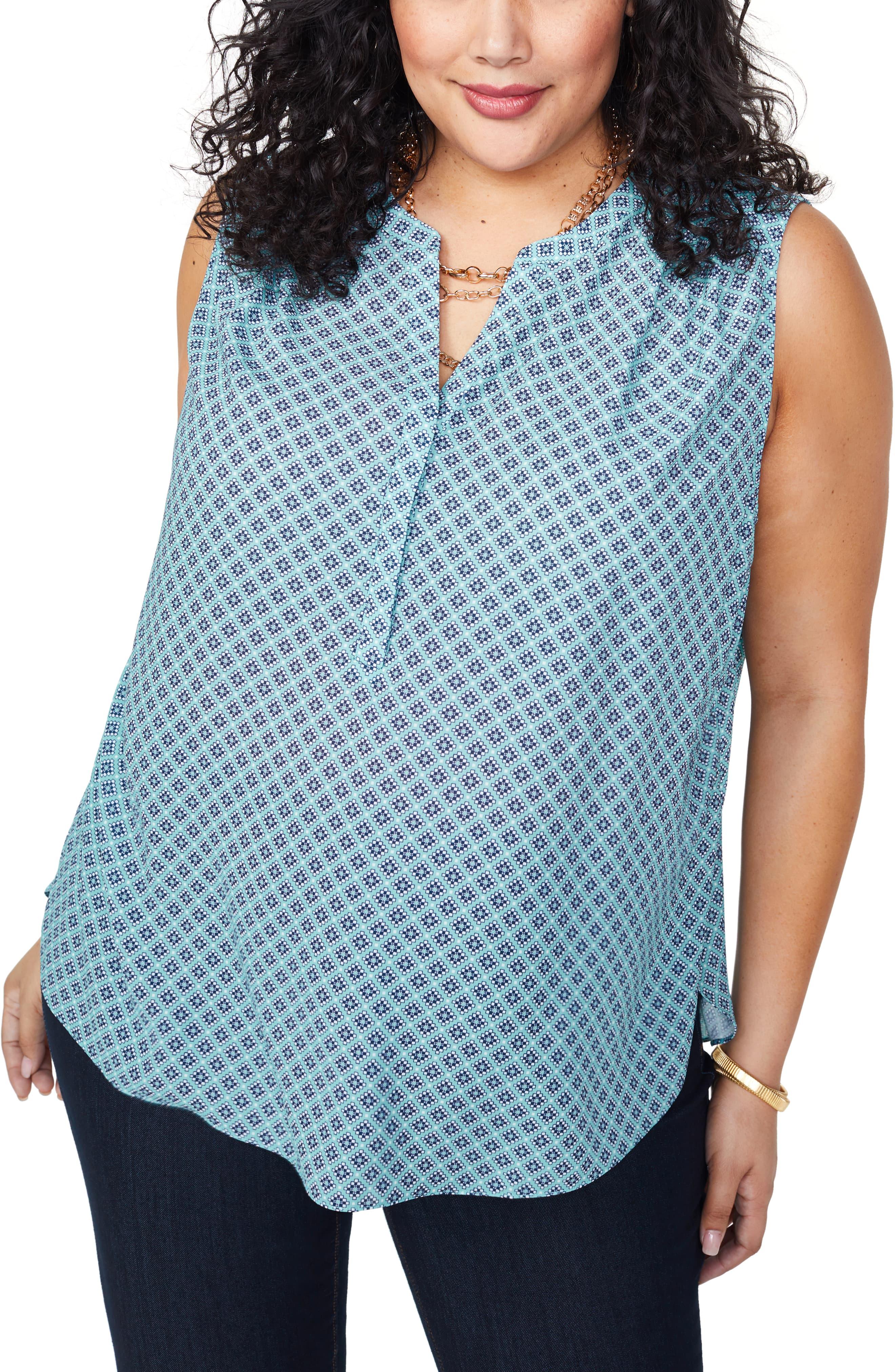 NYDJ Curves 360 By Perfect Sleeveless Top in Blue - Lyst