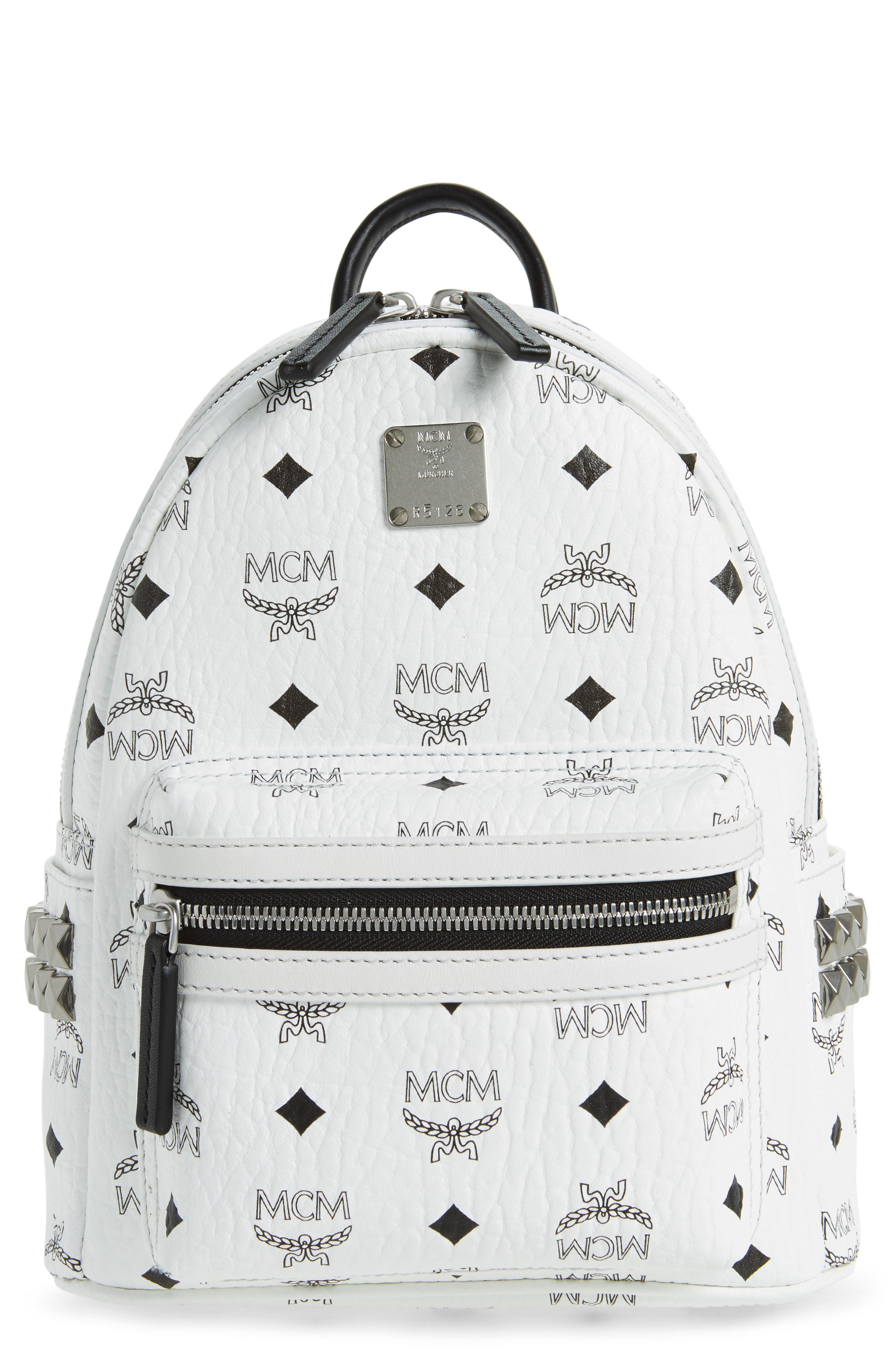 Lyst - Mcm Mini Stark Side Stud Coated Canvas Backpack in White