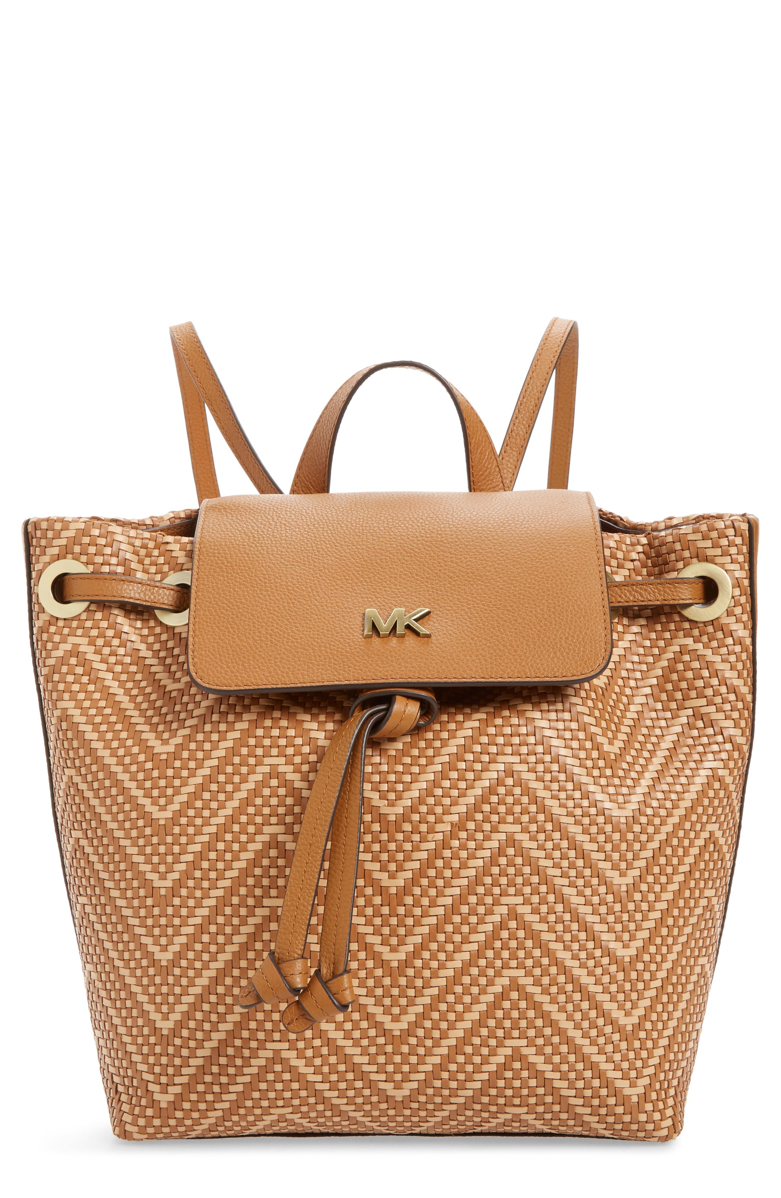 michael kors woven bucket bag