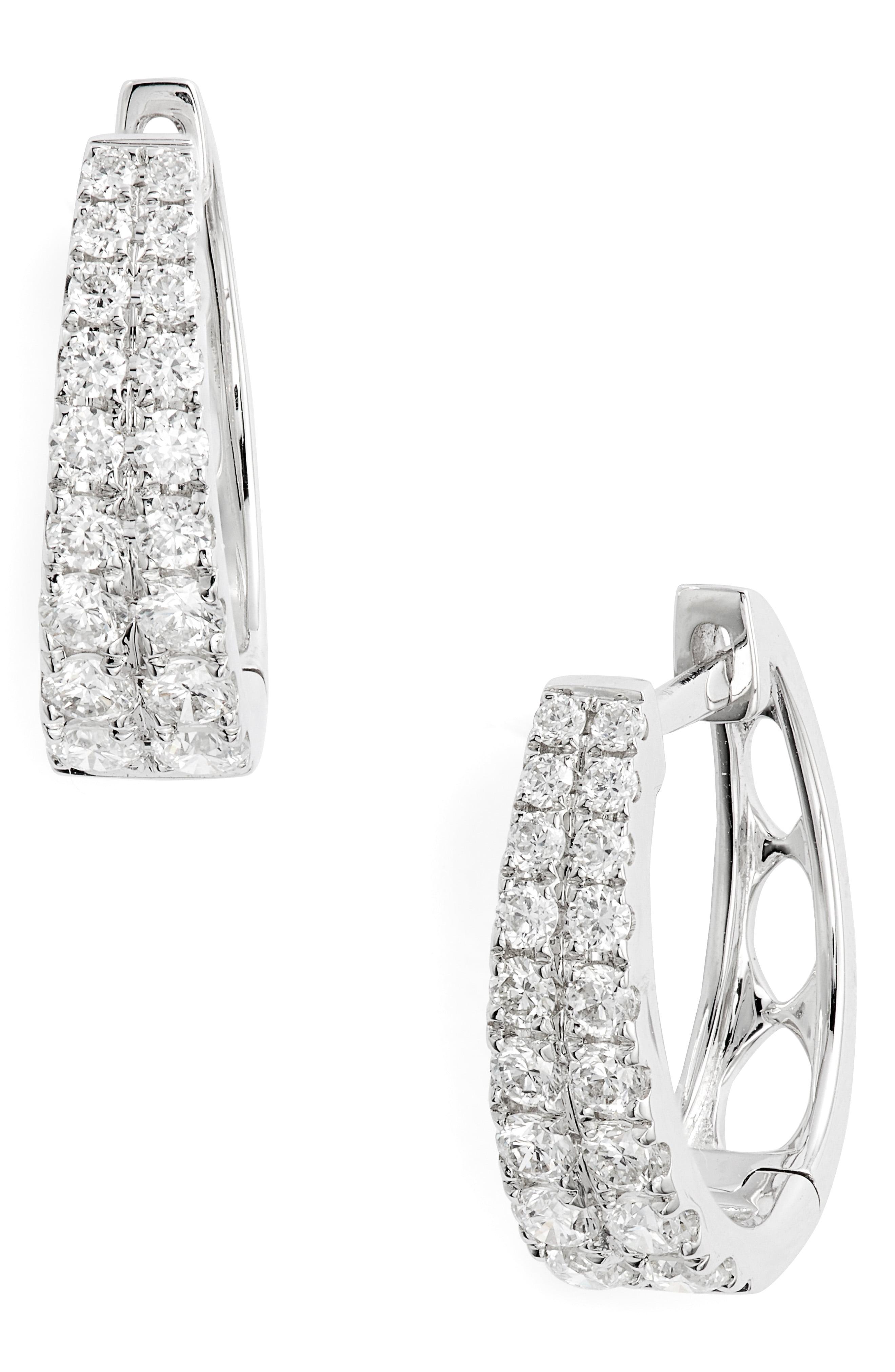 Double row diamond hoop earrings Clearance