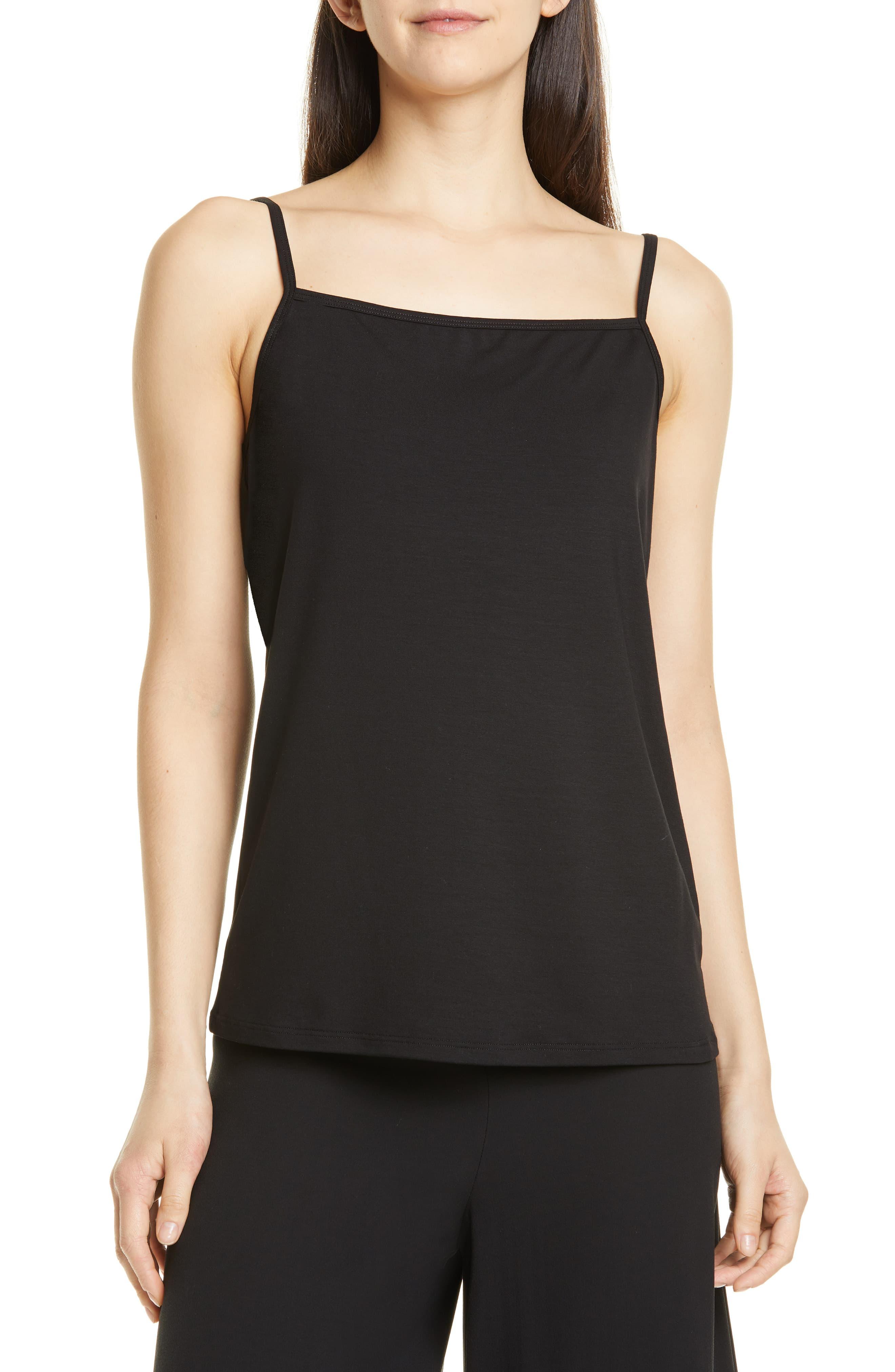 Eileen Fisher Square Neck Camisole in Black - Lyst